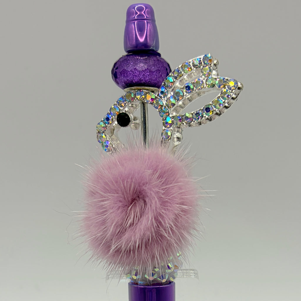 Bunny Bling Beaded Pens (Set 1) – Choose Your Style – Rhinestone Bunny & Pom-Pom Pens – Gift for Her