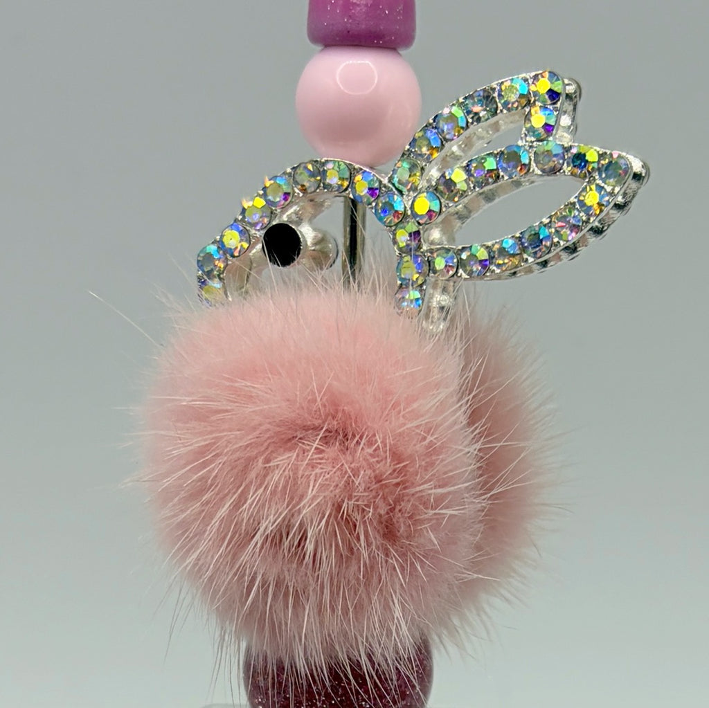 Bunny Bling Beaded Pens (Set 1) – Choose Your Style – Rhinestone Bunny & Pom-Pom Pens – Gift for Her