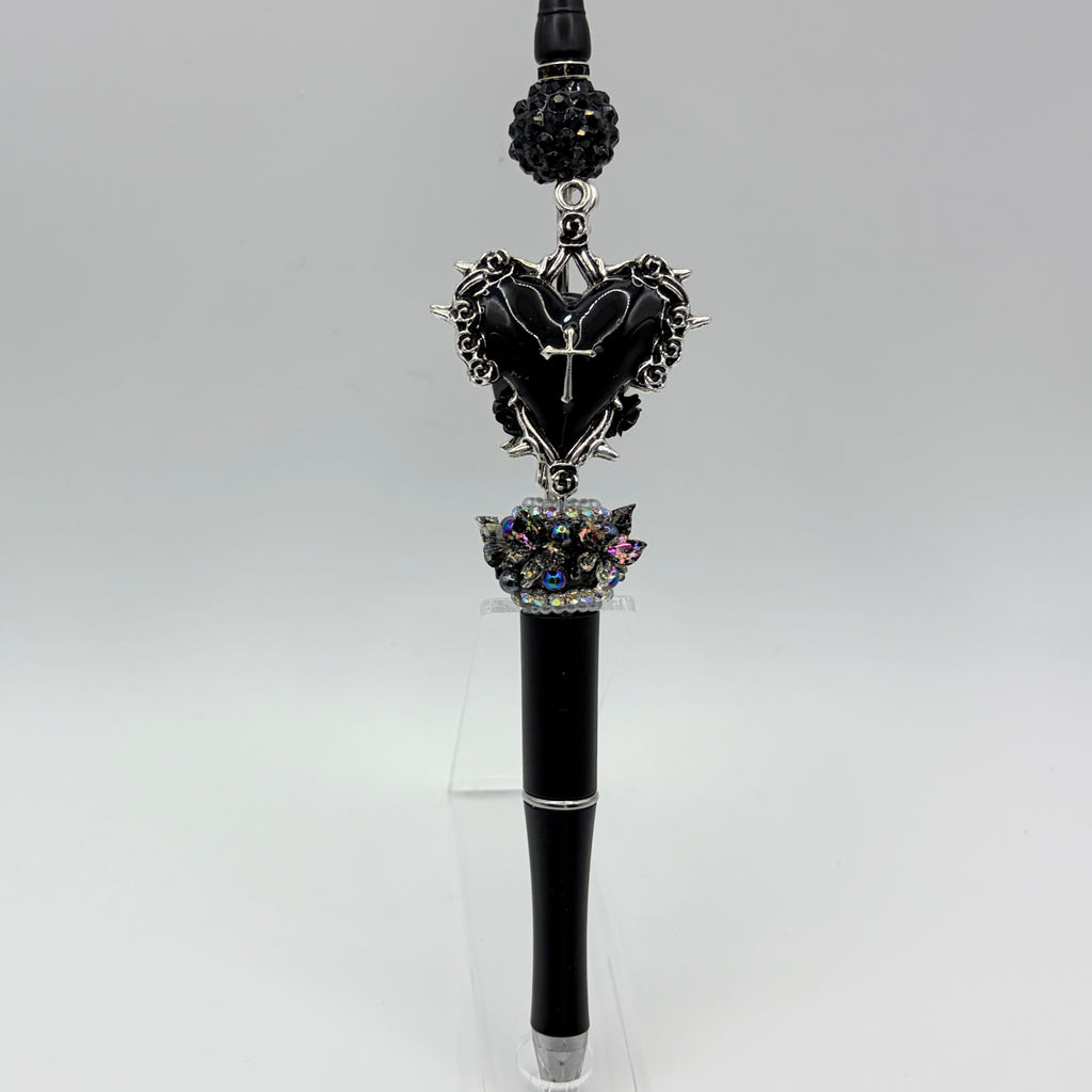 Faith-Inspired Rhinestone Heart Pens | Choose Your Style A–C | Christian Beaded Bling Pens | Cross Statement Pens