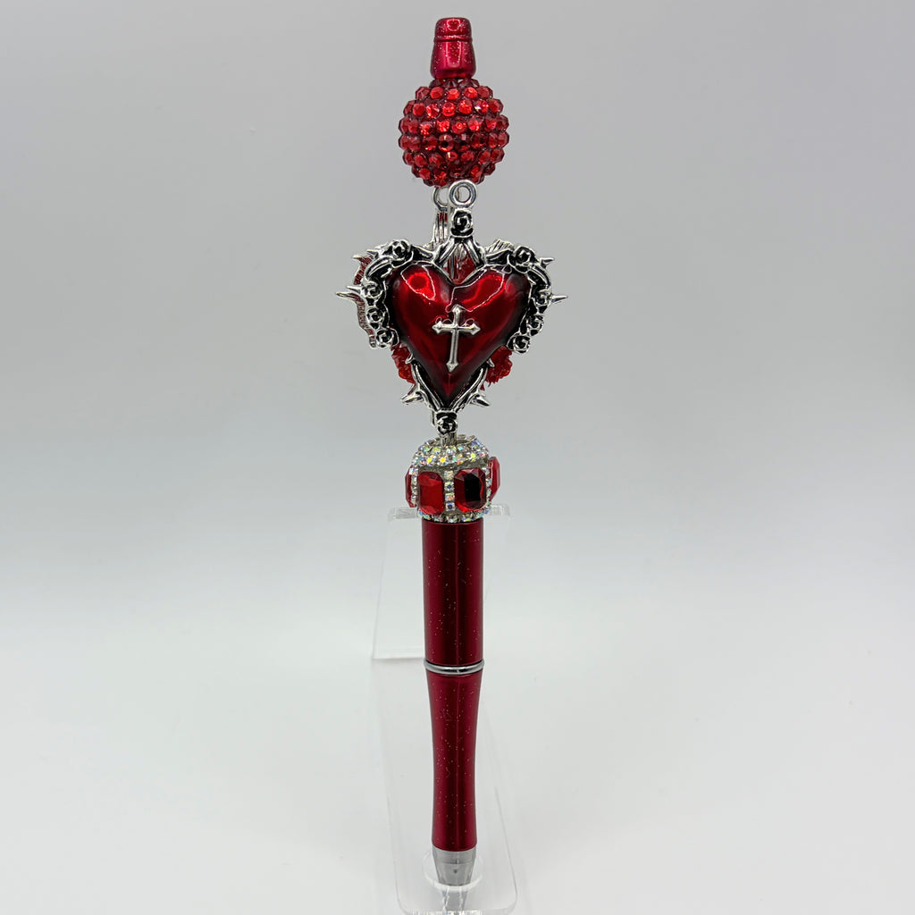 Faith-Inspired Rhinestone Heart Pens | Choose Your Style A–C | Christian Beaded Bling Pens | Cross Statement Pens