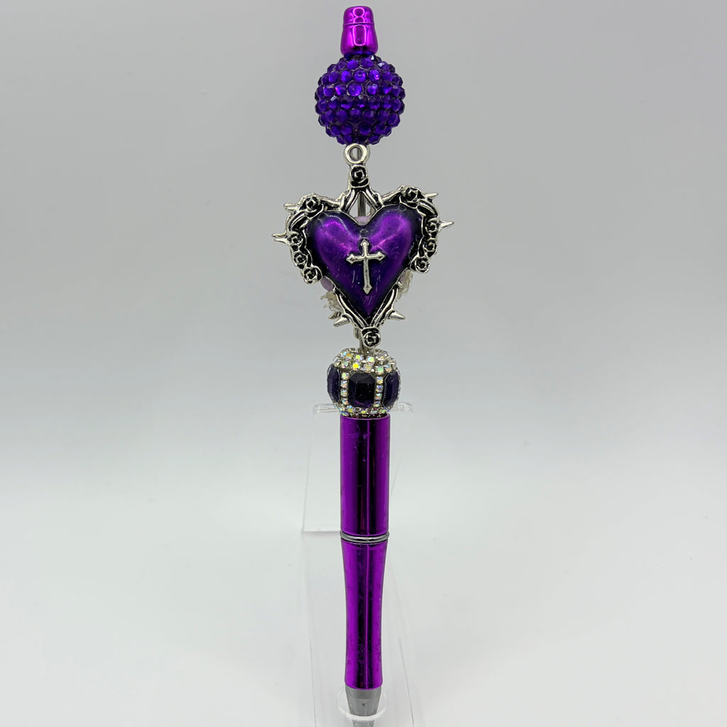 Faith-Inspired Rhinestone Heart Pens | Choose Your Style A–C | Christian Beaded Bling Pens | Cross Statement Pens