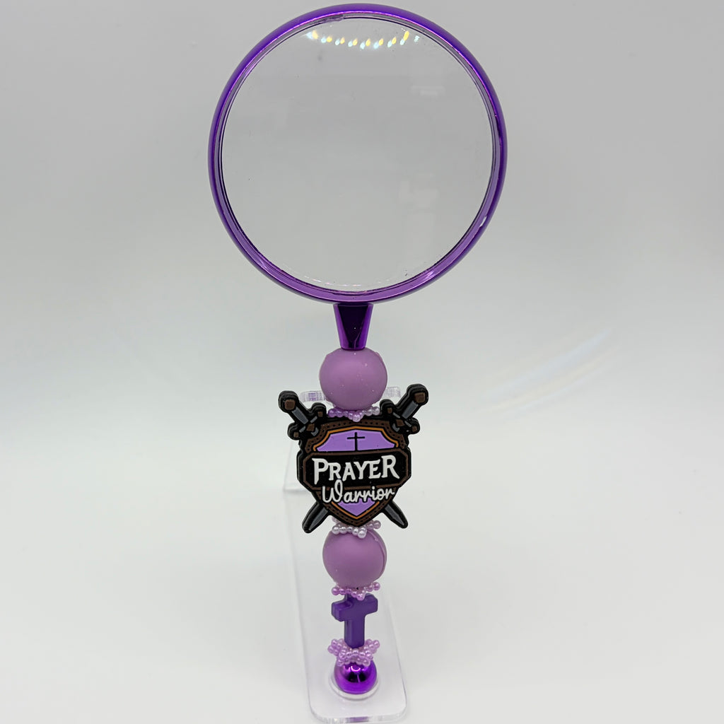 Faith-Inspired Beaded Magnifying Glass – Choose Your Style (A–D) – Prayer Warrior, Cross & Bible Study Designs
