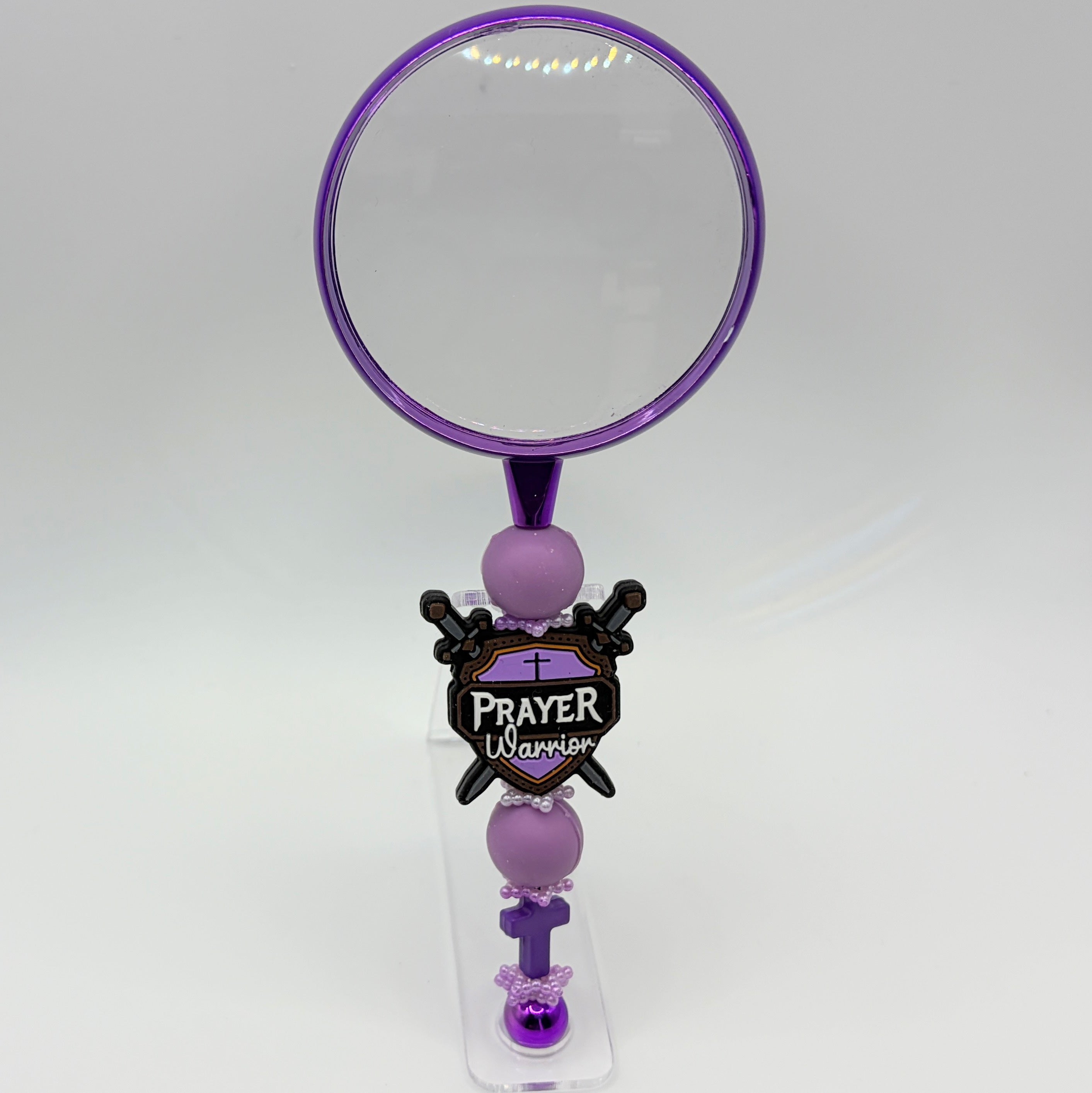 Faith-Inspired Beaded Magnifying Glass – Choose Your Style (A–D) – Prayer Warrior, Cross & Bible Study Designs