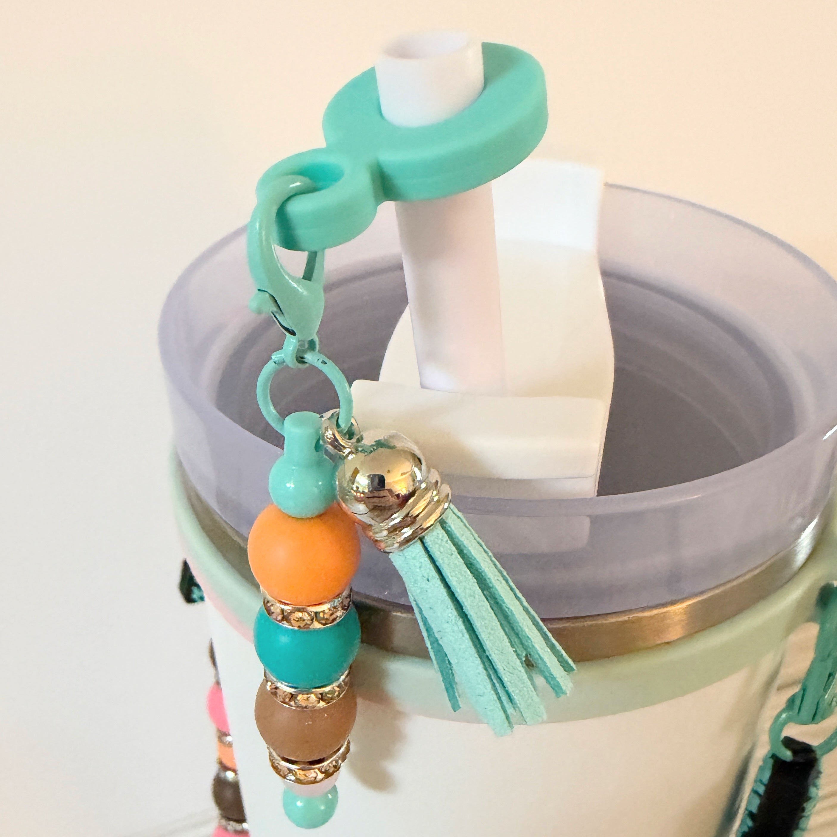 Beaded Straw Cap Charms – Reusable Silicone Tumbler Straw Toppers