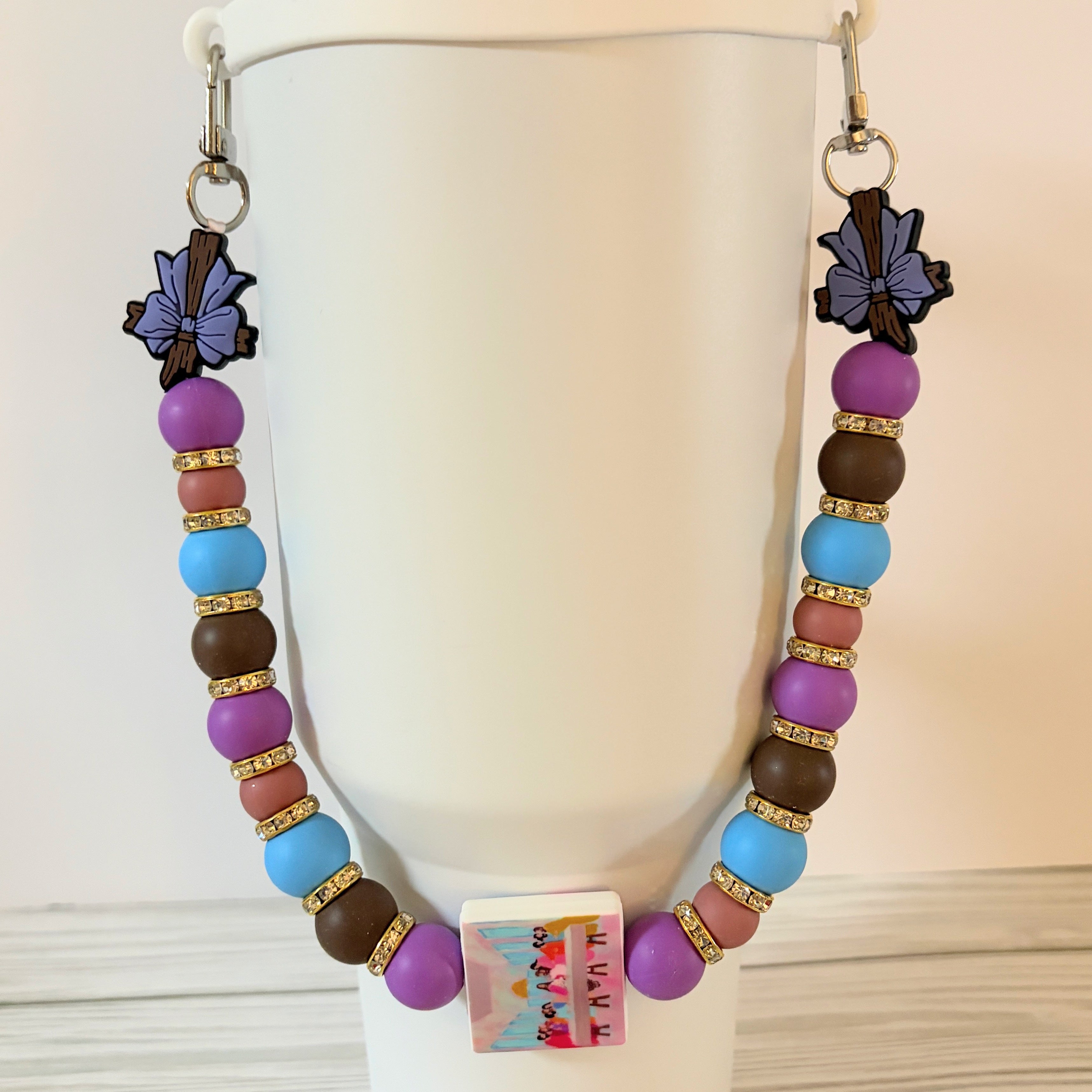 Last Supper Beaded Tumbler Handle | Easter Cross Design | Pastel Christian Cup Strap | Handmade | Optional Straw Cap