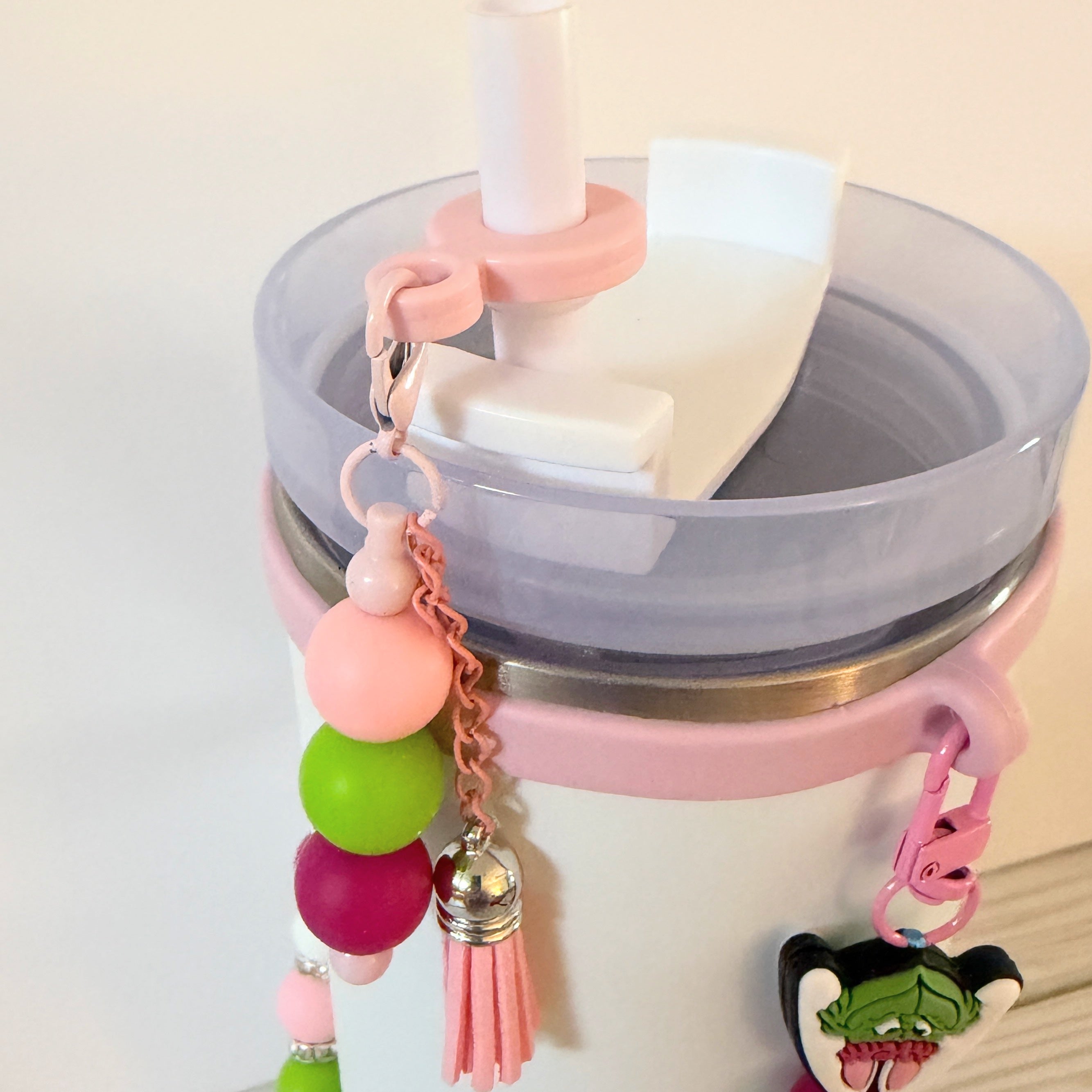 Happy Easter Beaded Tumbler Handle | Bunny & Carrot Design | Easter Cup Strap | Handmade | Optional Straw Cap