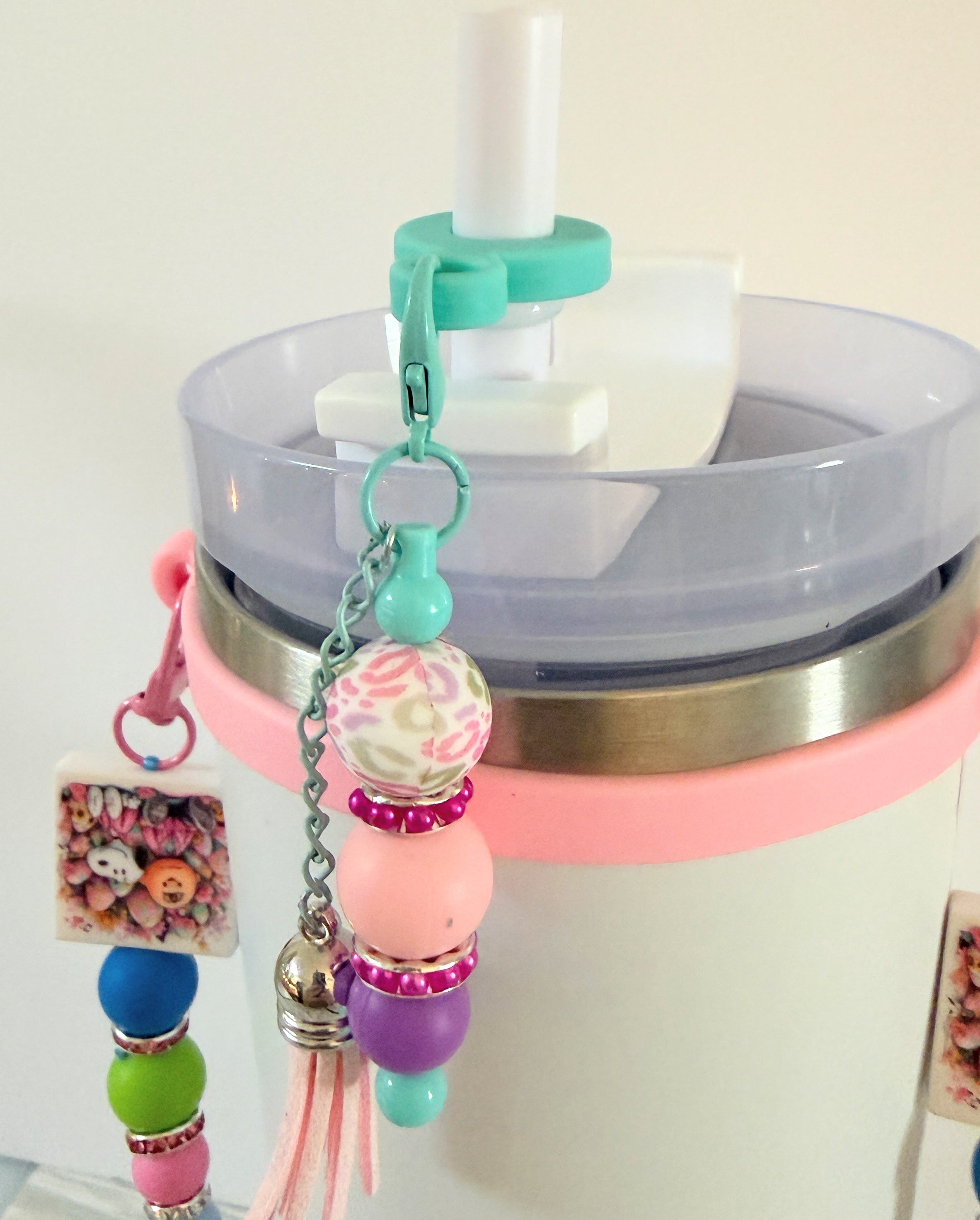 Just a Girl Who Loves to Dance Beaded Tumbler Handle | Dance Mom Gift | Cute Cup Strap | Handmade | Optional Straw Cap