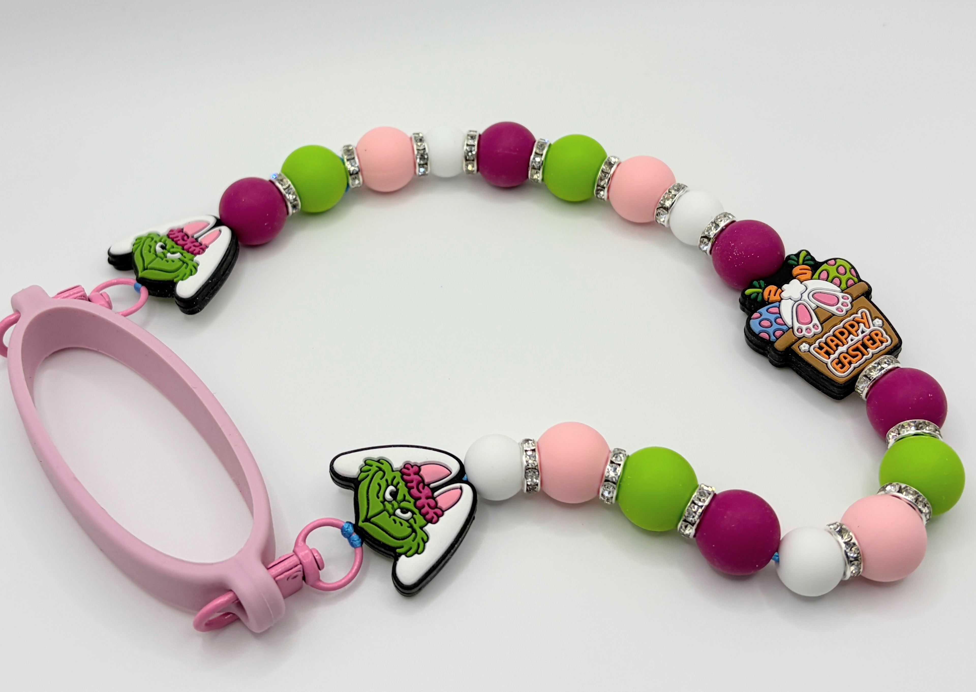 Happy Easter Beaded Tumbler Handle | Bunny & Carrot Design | Easter Cup Strap | Handmade | Optional Straw Cap