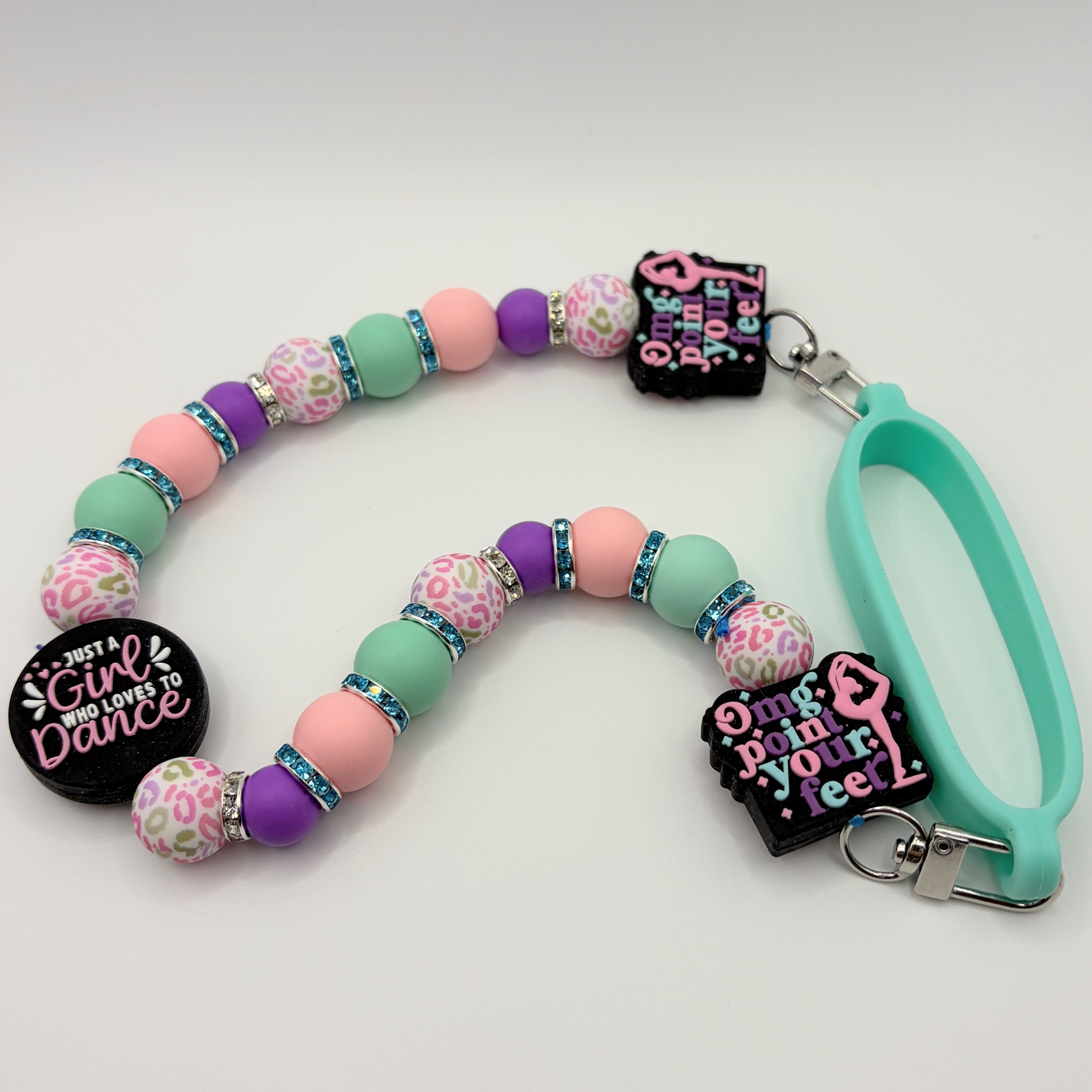 Just a Girl Who Loves to Dance Beaded Tumbler Handle | Dance Mom Gift | Cute Cup Strap | Handmade | Optional Straw Cap