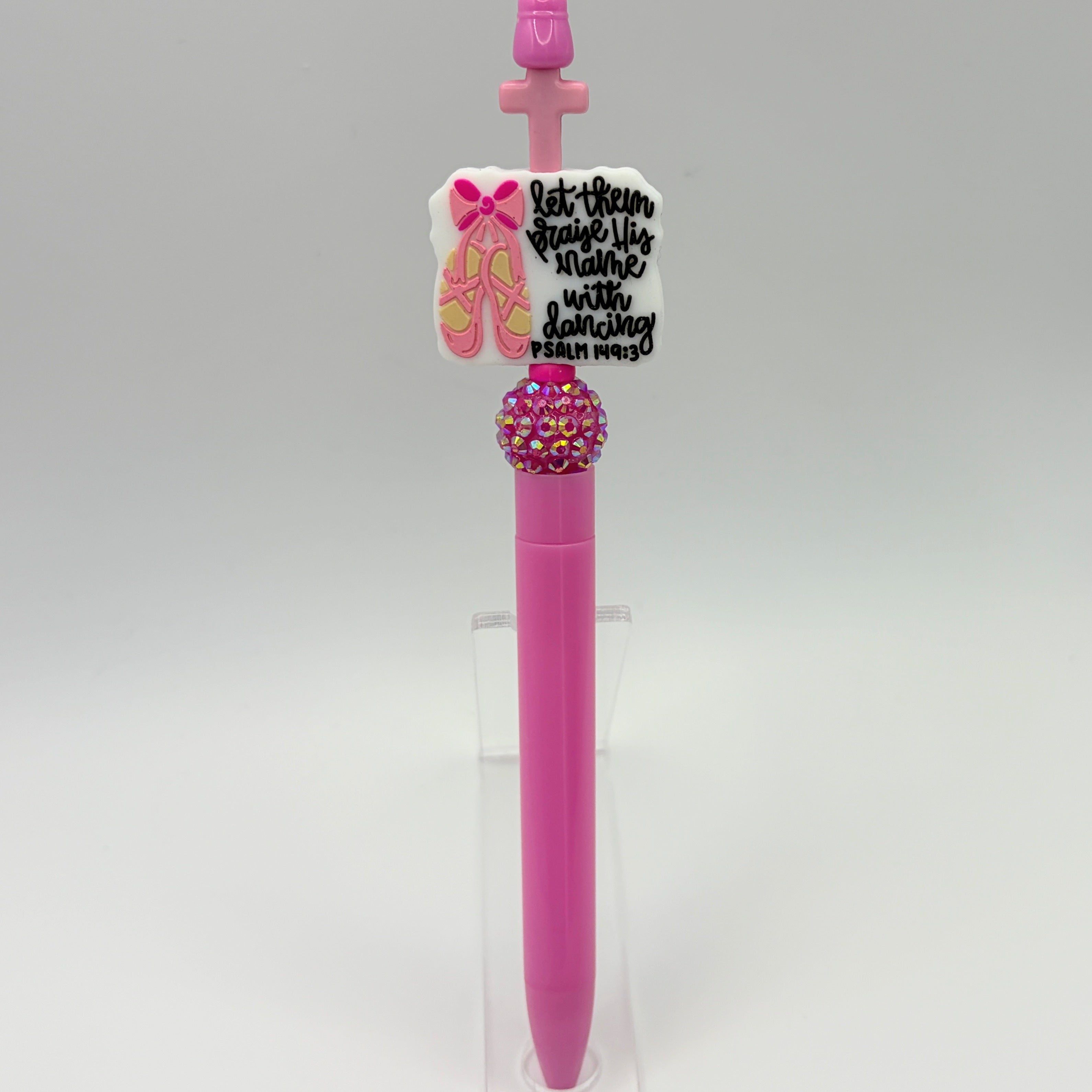 Faith-Inspired Pink Beaded Pens – Choose Your Style A–F | Christian Gift Pens | Bible, Prayer, God is Good | Gift Ready