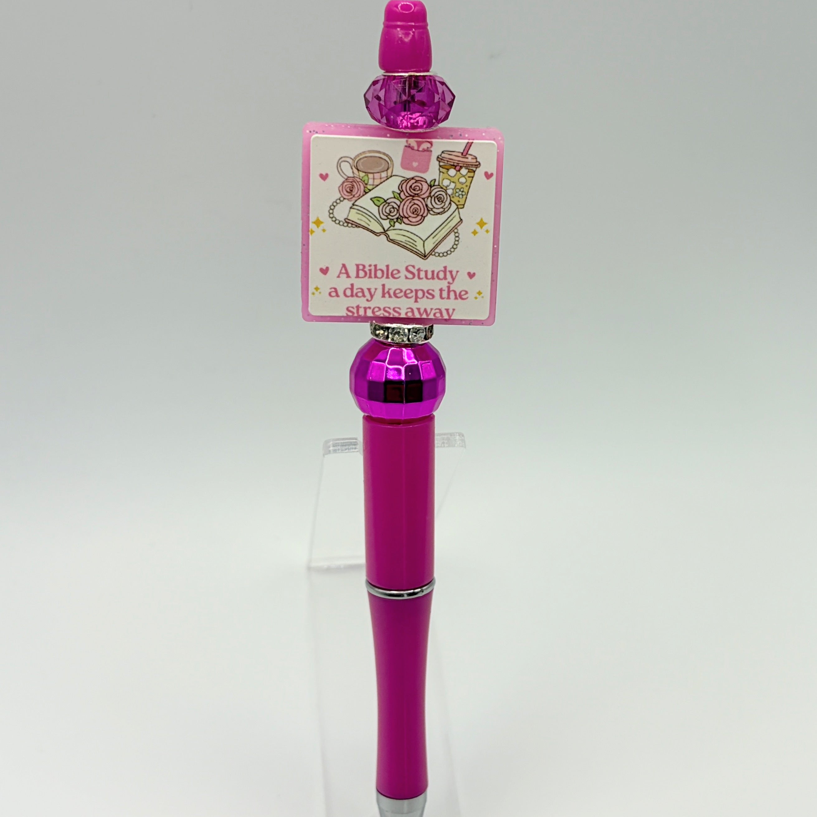Faith-Inspired Pink Beaded Pens – Choose Your Style A–F | Christian Gift Pens | Bible, Prayer, God is Good | Gift Ready