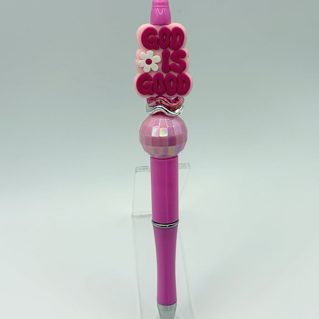Faith-Inspired Pink Beaded Pens – Choose Your Style A–F | Christian Gift Pens | Bible, Prayer, God is Good | Gift Ready