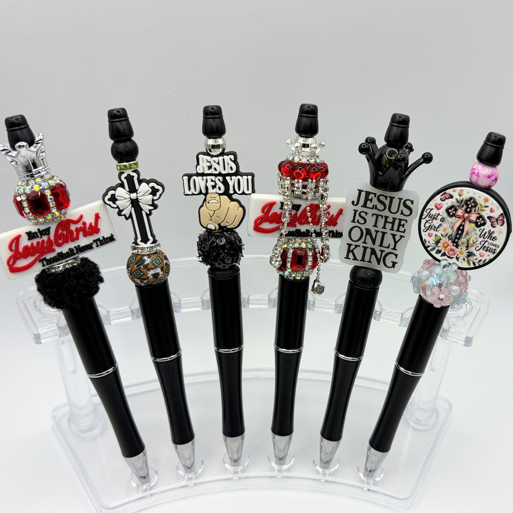 Faith-Inspired Beaded Pens – Choose Your Style A–F | Christian Gift Pens | Jesus Loves You | One of a Kind | $10 Each