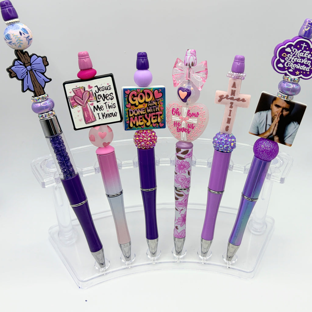 Faith-Inspired Beaded Pens – Choose Your Style A–F | Christian Pens | Cross, Scripture & Inspirational Message Pens | Handmade Gifts