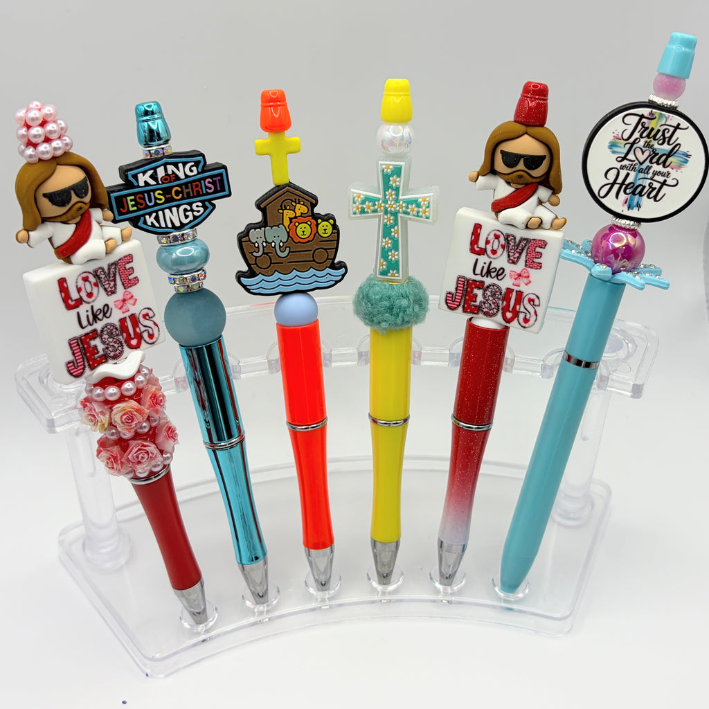 Faith-Inspired Beaded Pens – Choose Your Style A–F | Christian Pens | Love Like Jesus, Cross & Inspirational Pens | Handmade Gifts