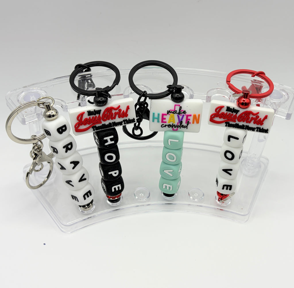 Faith-Inspired Beaded Keychains – “Brave, Hope, Love” Christian Keychains | Choose Your Style A–D