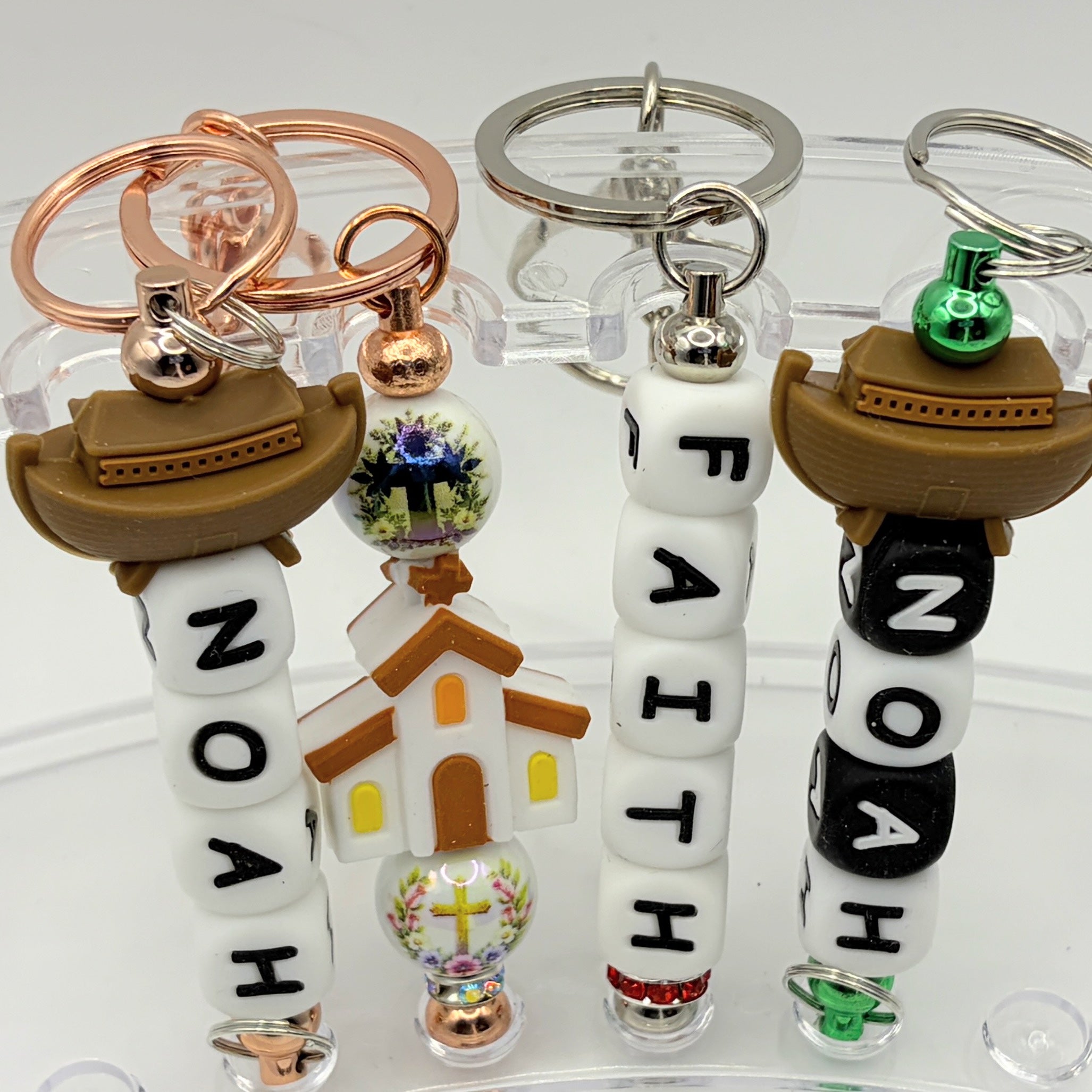 Faith-Inspired Noah’s Ark Beaded Keychains – Christian Keychains | Choose Your Style A–D | Handmade Gift