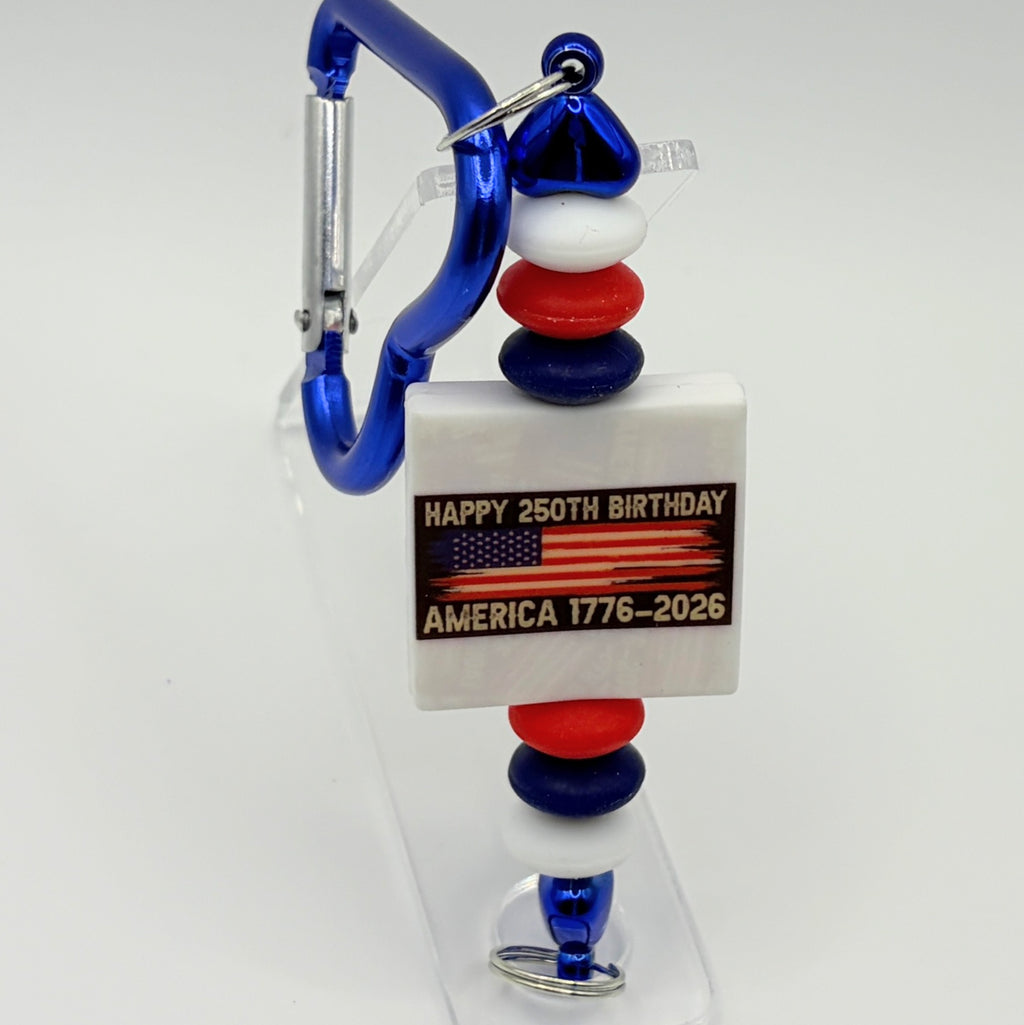 Patriotic Beaded Keychains – America 250th Birthday 1776–2026 | Red White Blue Keychains | Choose Your Style A–C