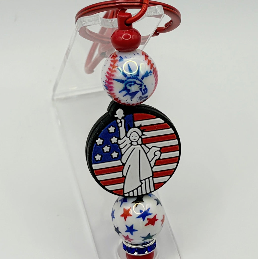 Faith & Patriotic Beaded Keychains – Christian USA Keychains | Faith Love Freedom & Statue of Liberty | Choose Your Style A–B