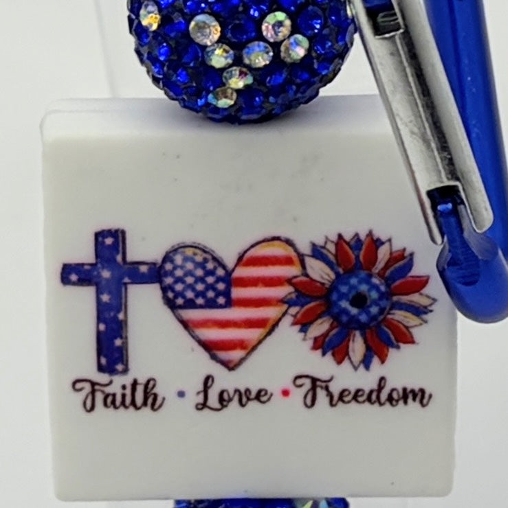 Faith & Patriotic Beaded Keychains – Christian USA Keychains | Faith Love Freedom & Statue of Liberty | Choose Your Style A–B