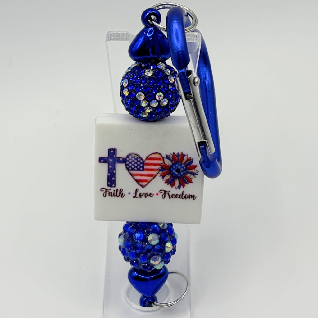 Faith & Patriotic Beaded Keychains – Christian USA Keychains | Faith Love Freedom & Statue of Liberty | Choose Your Style A–B