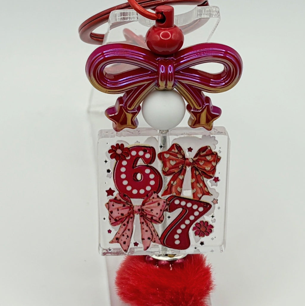 Cute Birthday Beaded Keychains – “6 & 7” Number Keychains with Puff | Fun Gift for Girls & Kids | Choose Your Style A–B