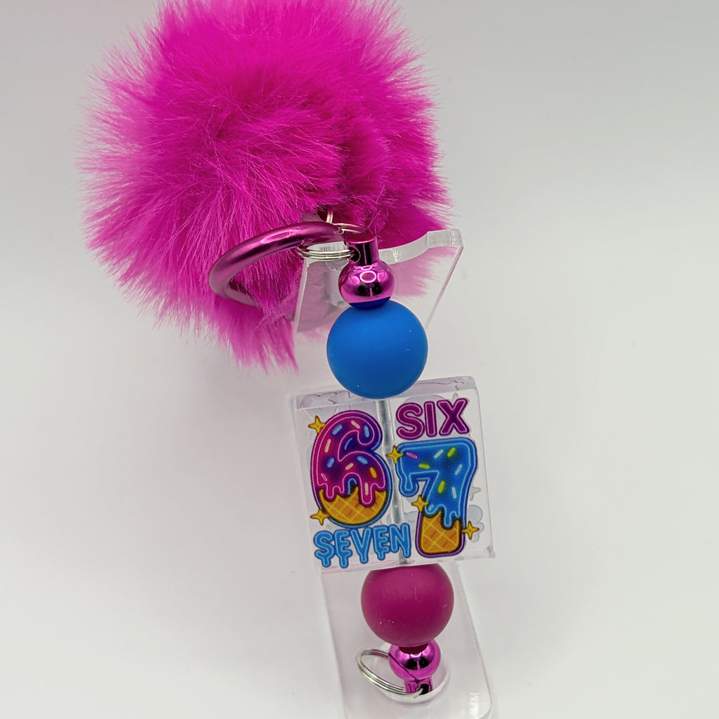 Cute Birthday Beaded Keychains – “6 & 7” Number Keychains with Puff | Fun Gift for Girls & Kids | Choose Your Style A–B