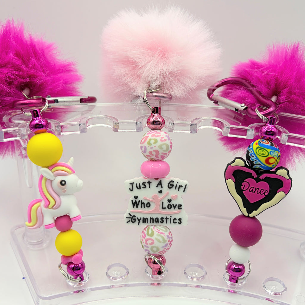 Cute Girls Beaded Keychains – Unicorn, Gymnastics & Dance Keychains | Fun Gift for Girls | Choose Your Style A–C