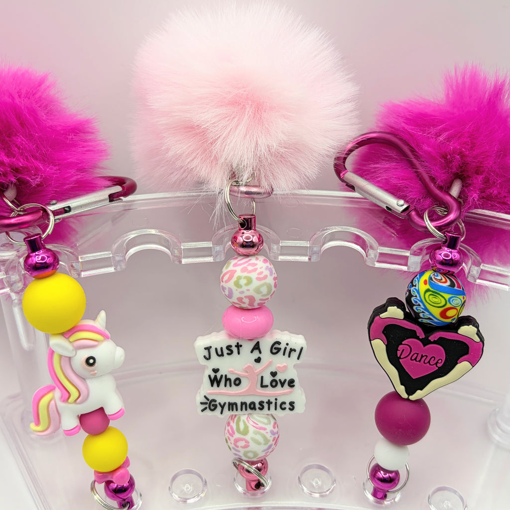Cute Girls Beaded Keychains – Unicorn, Gymnastics & Dance Keychains | Fun Gift for Girls | Choose Your Style A–C