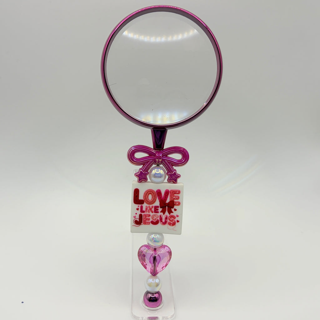 Faith-Inspired Beaded Magnifying Glass – Choose Your Style (A–D) – Prayer Warrior, Cross & Bible Study Designs