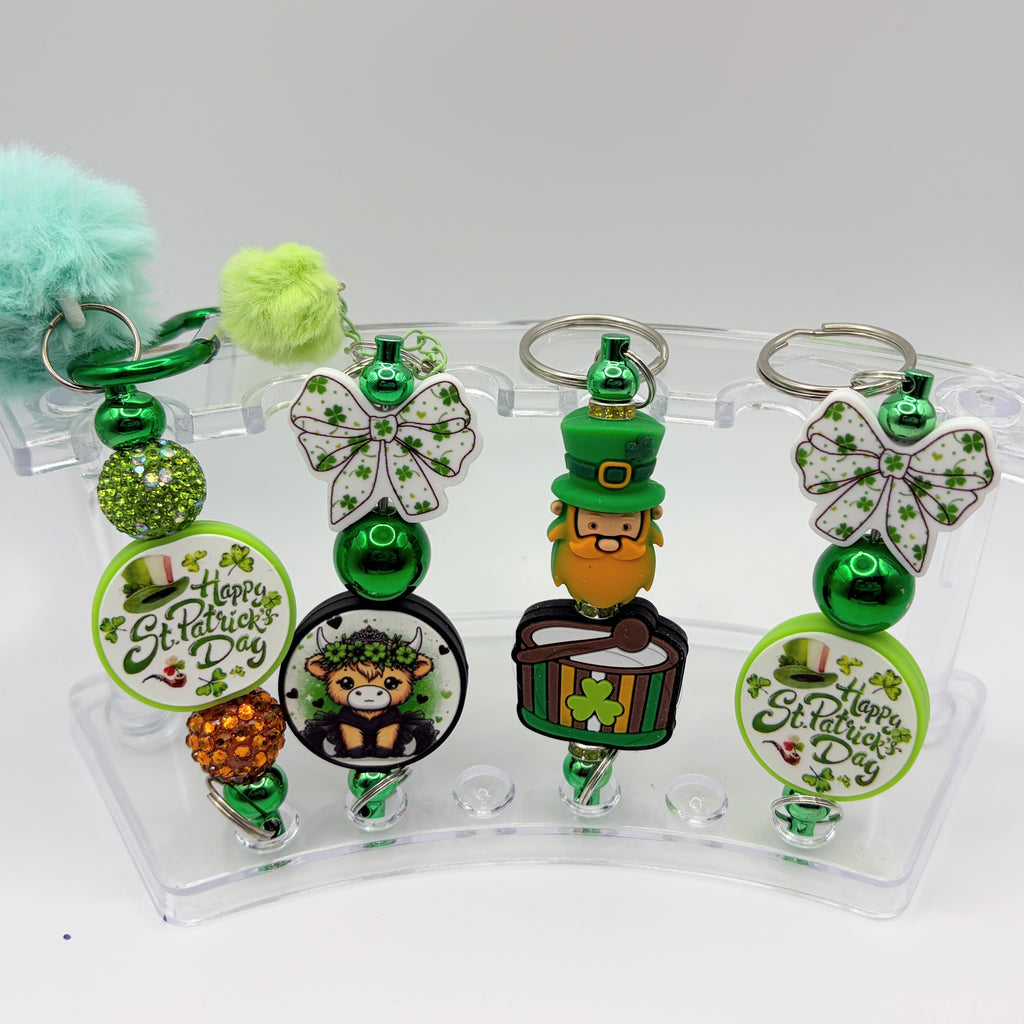 St. Patrick’s Day Beaded Keychains – Lucky Clover & Shamrock Keychains | Cute Green Gift | Choose Your Style A–C