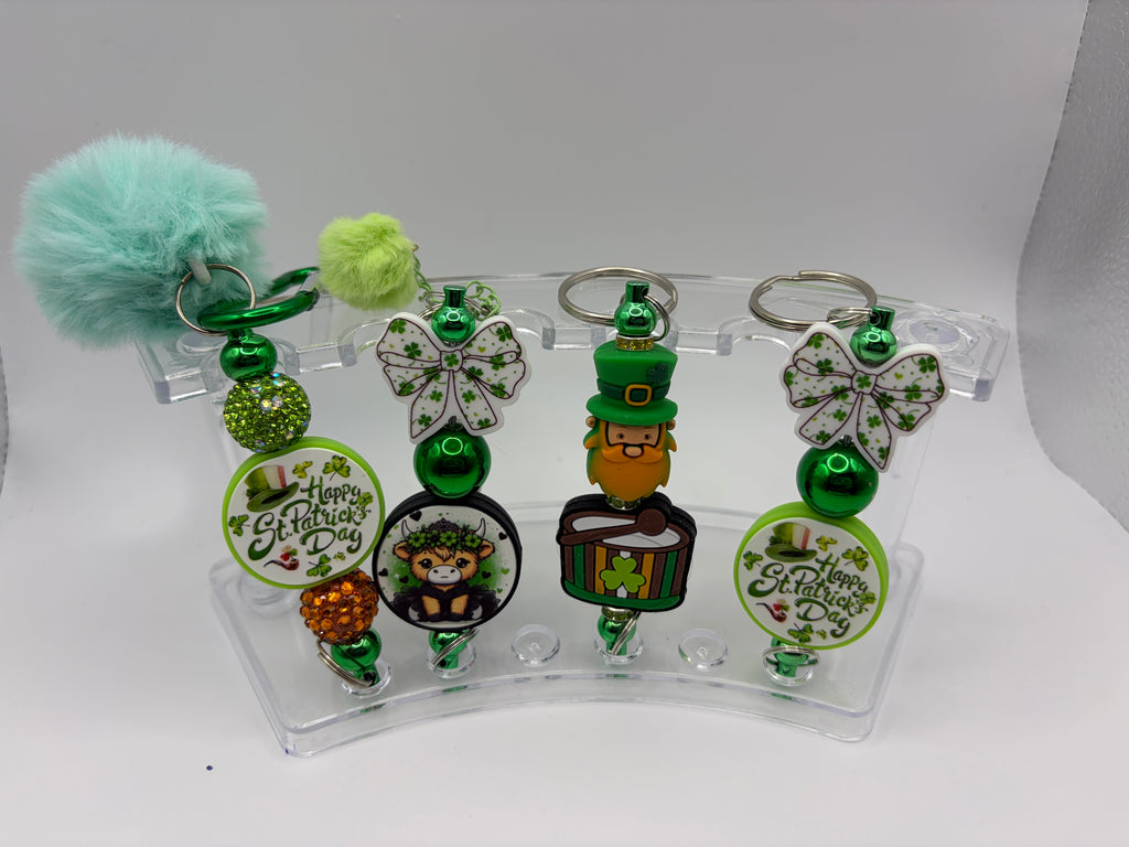 St. Patrick’s Day Beaded Keychains – Lucky Clover & Shamrock Keychains | Cute Green Gift | Choose Your Style A–C