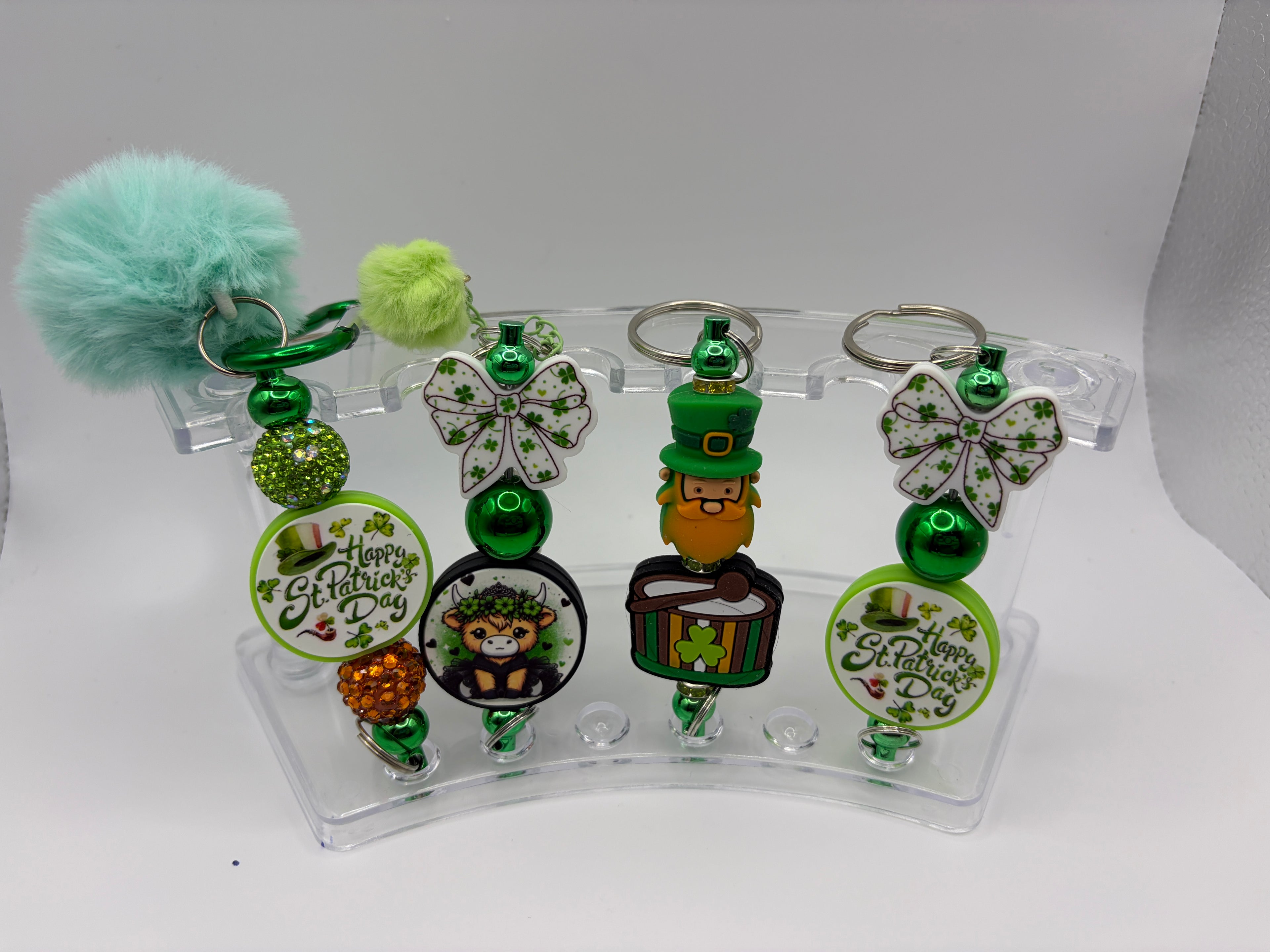 St. Patrick’s Day Beaded Keychains – Lucky Clover & Shamrock Keychains | Cute Green Gift | Choose Your Style A–C