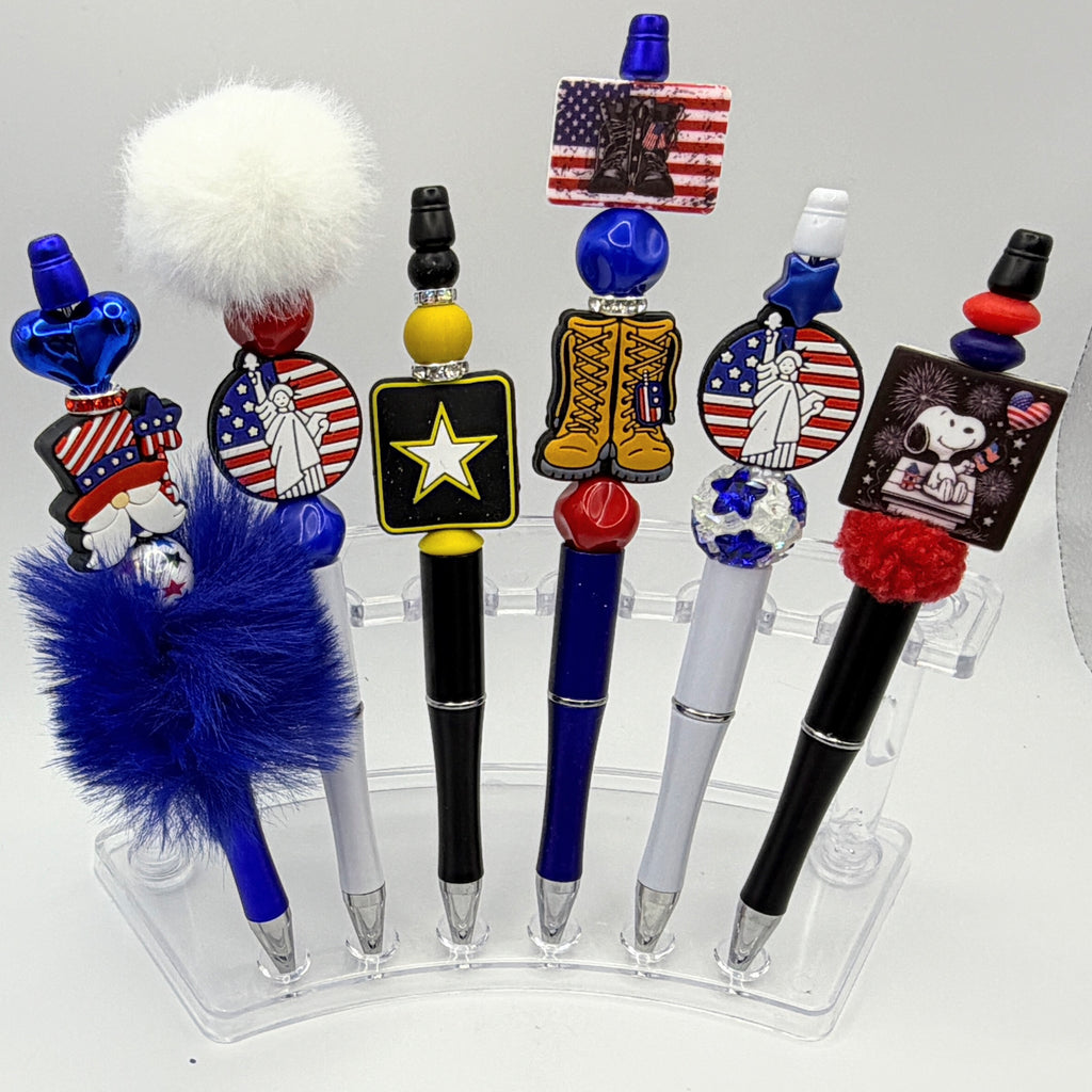 Patriotic Beaded Pens – Choose Your Style A–R |US Military, Faith, USA & Fun Designs | Handmade Gift Pens