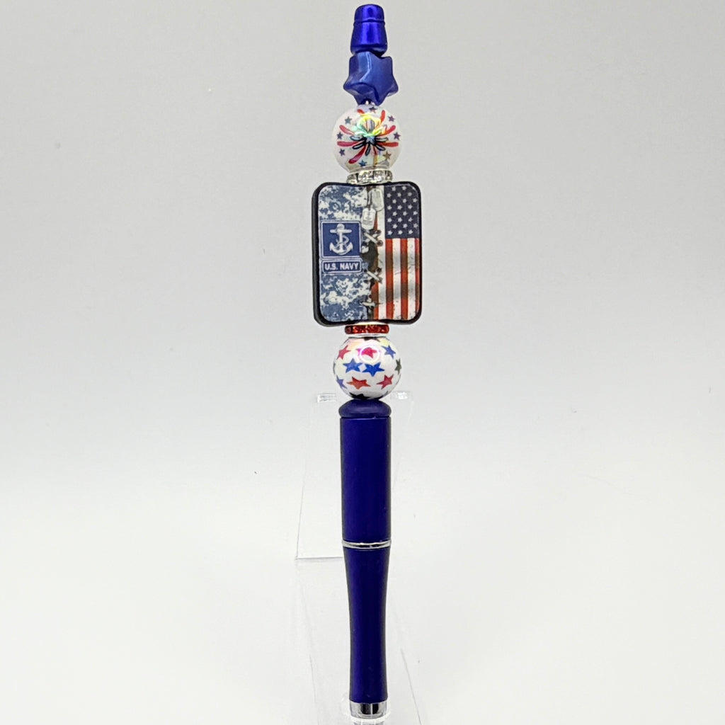 Military & Veteran Patriotic Beaded Pen Collection – Handmade Gift for Service Members