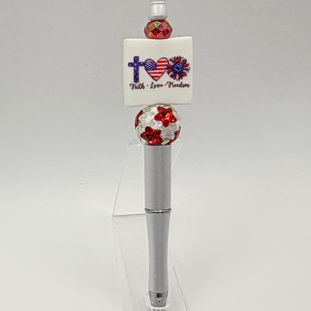 Patriotic Beaded Pens – Choose Your Style A–R |US Military, Faith, USA & Fun Designs | Handmade Gift Pens