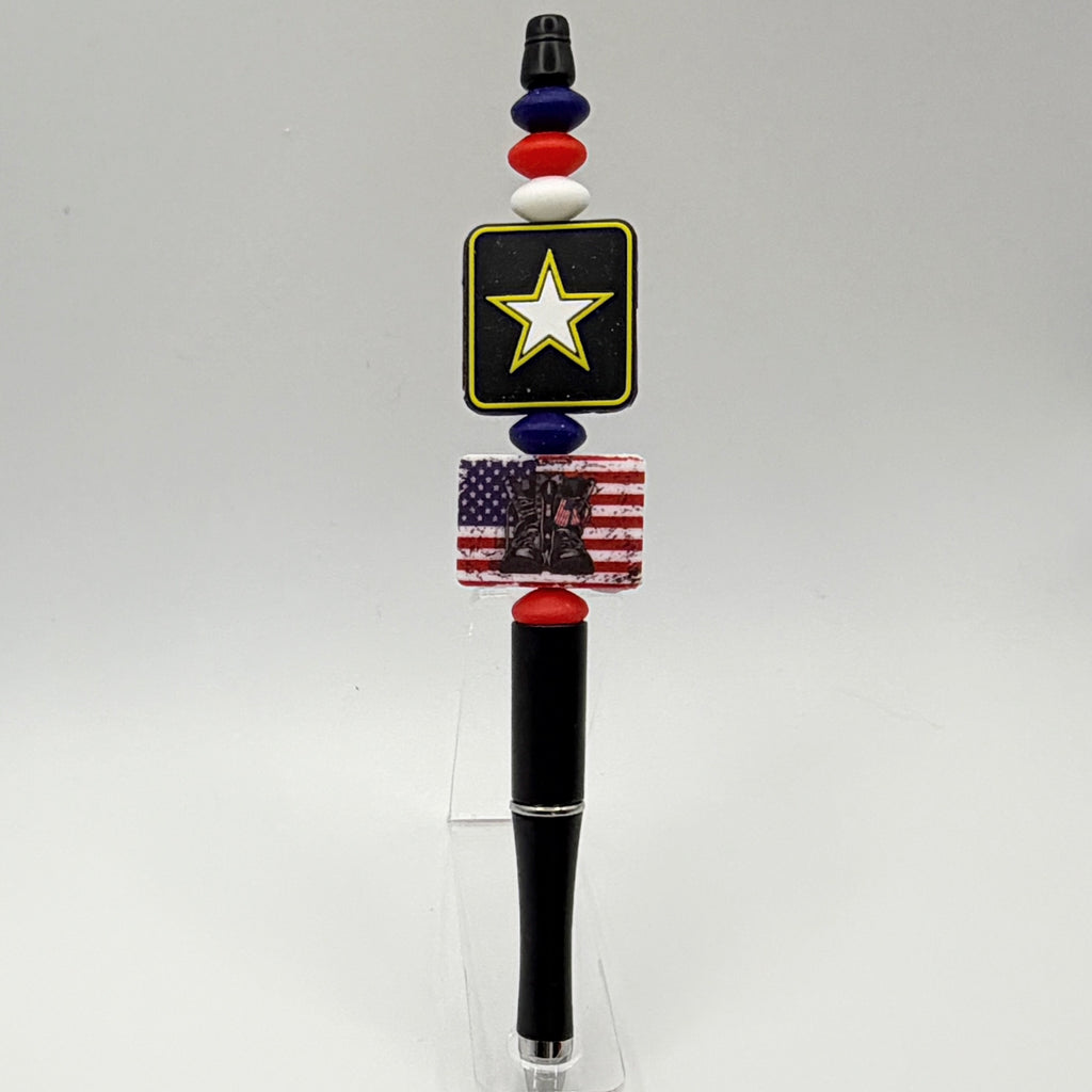 Military & Veteran Patriotic Beaded Pen Collection – Handmade Gift for Service Members
