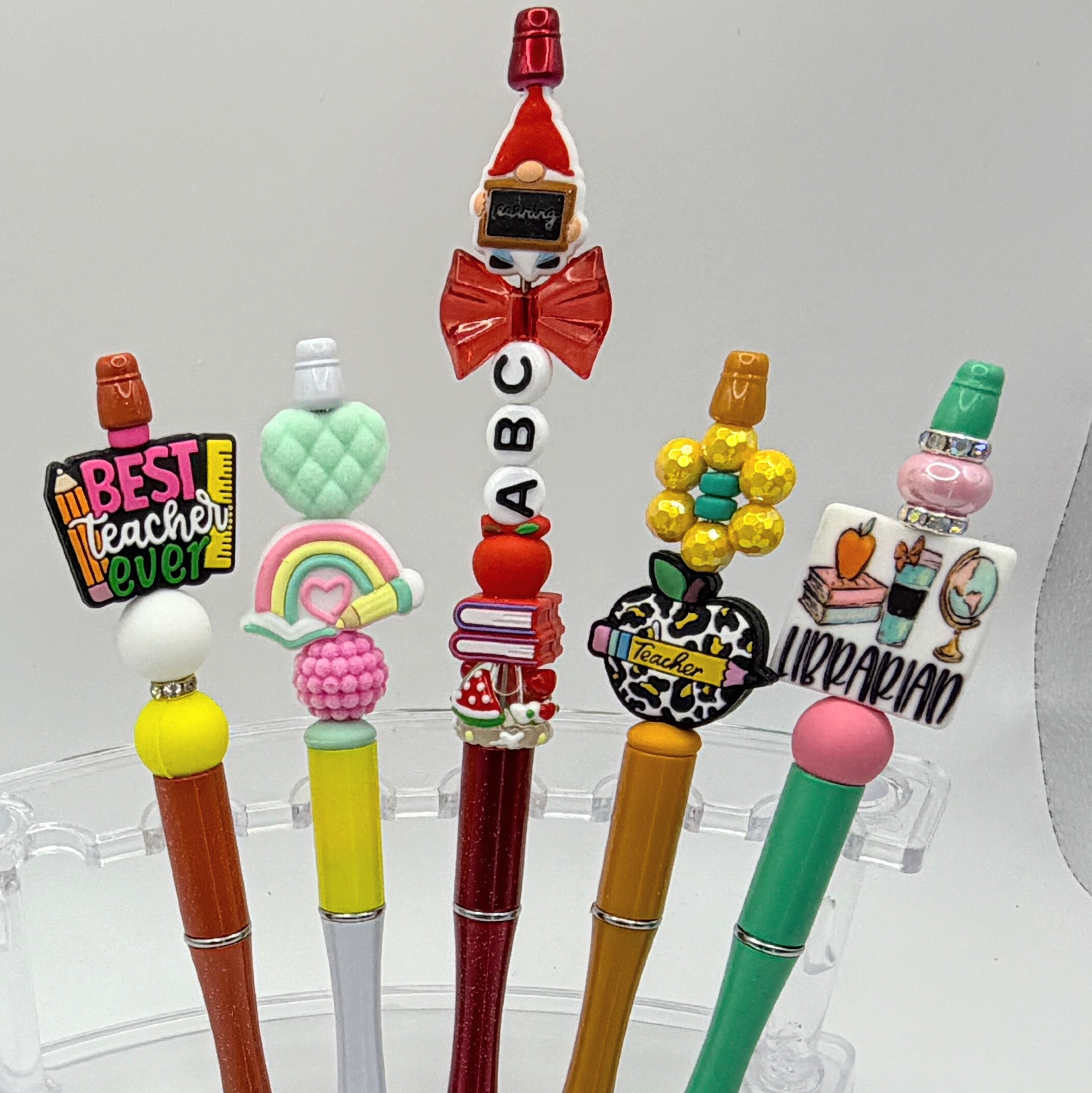 School Bus & Lunch Lady Beaded Pen Collection – Teacher Appreciation Gift – Back to School Pen