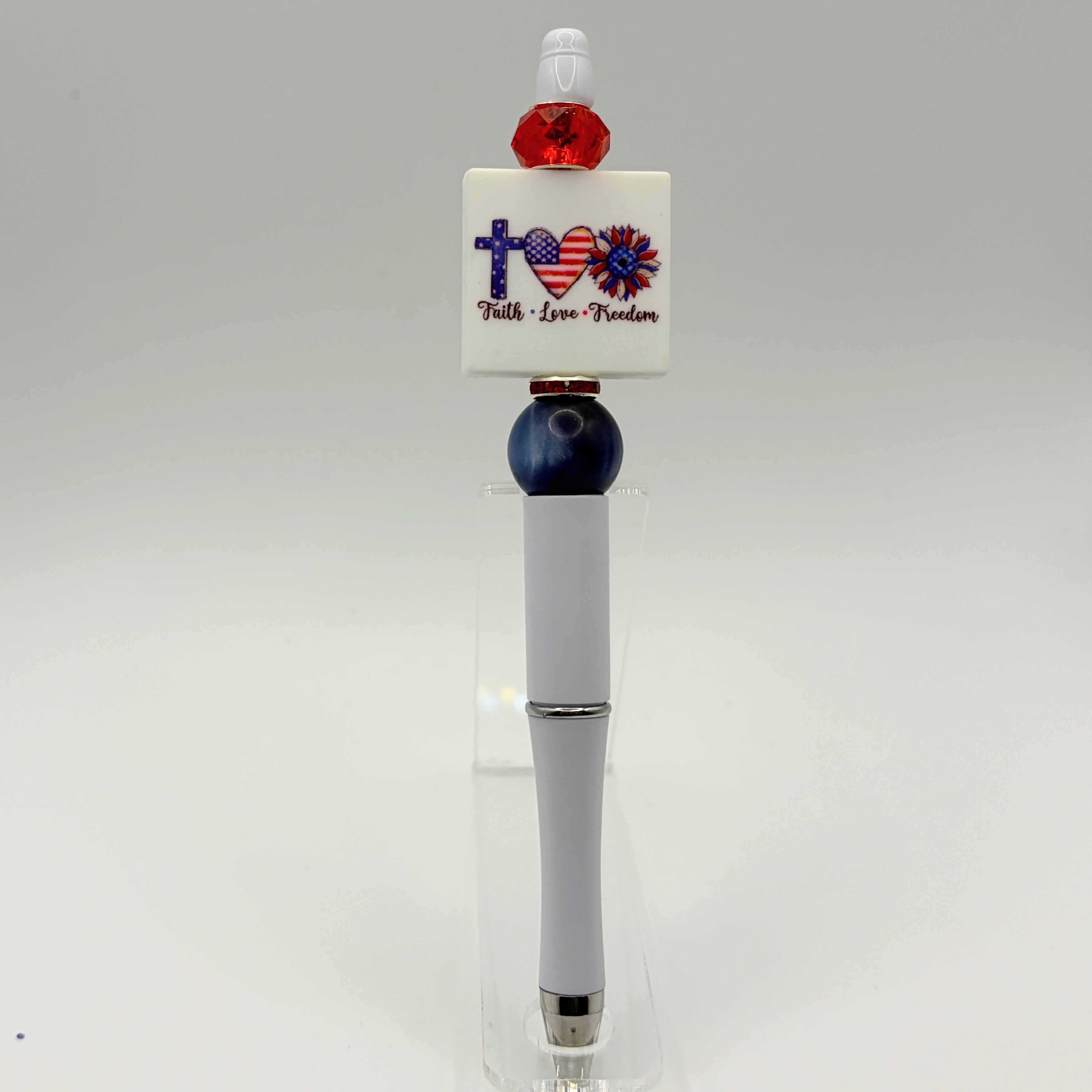 Patriotic Beaded Pens – Choose Your Style A–R |US Military, Faith, USA & Fun Designs | Handmade Gift Pens