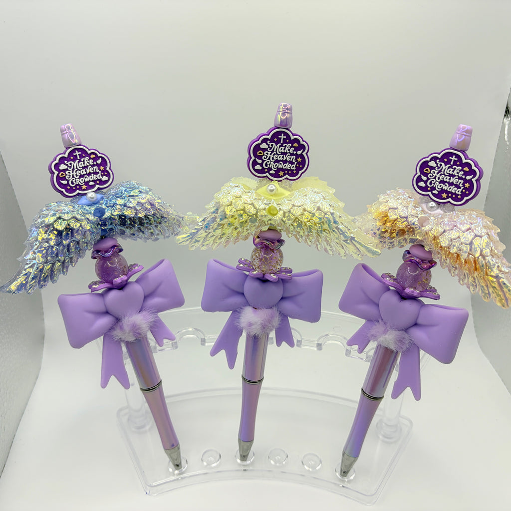 Faith Beaded Pens – “Make Heaven Crowded” Angel Wing Pens | Christian Gift | Choose Your Style A–C