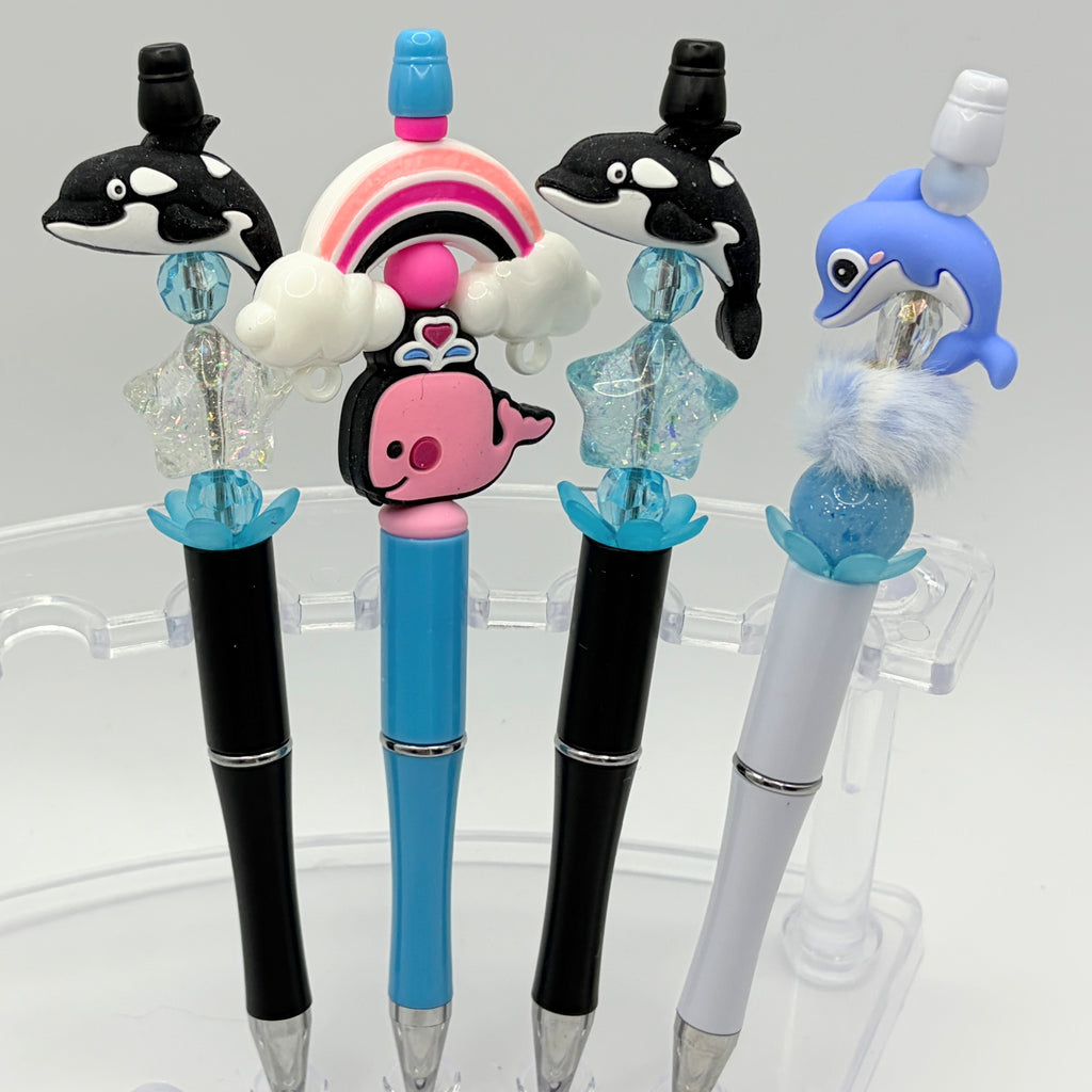 Whale & Dolphin Beaded Pens – Coastal Ocean Theme Pens | Orca, Dolphin & Whale | Choose Your Style A–D