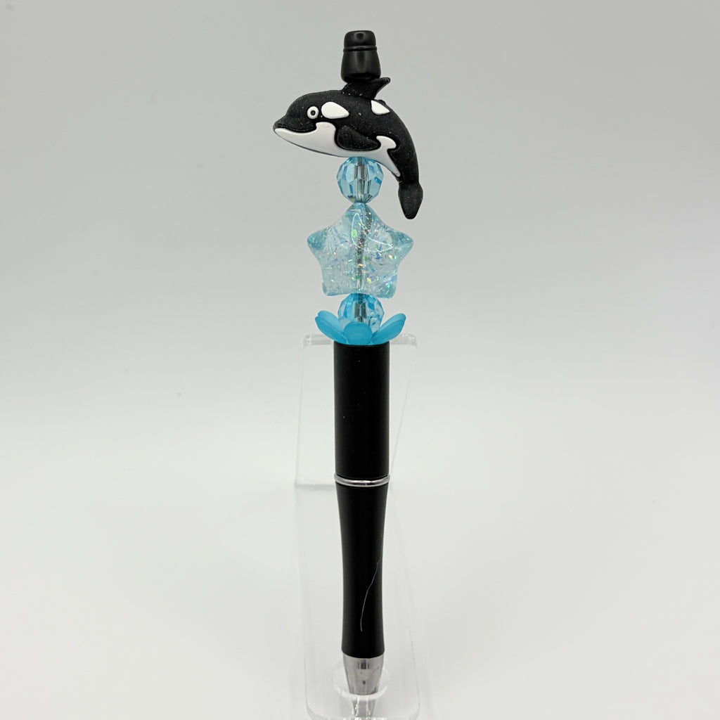 Whale & Dolphin Beaded Pens – Coastal Ocean Theme Pens | Orca, Dolphin & Whale | Choose Your Style A–D