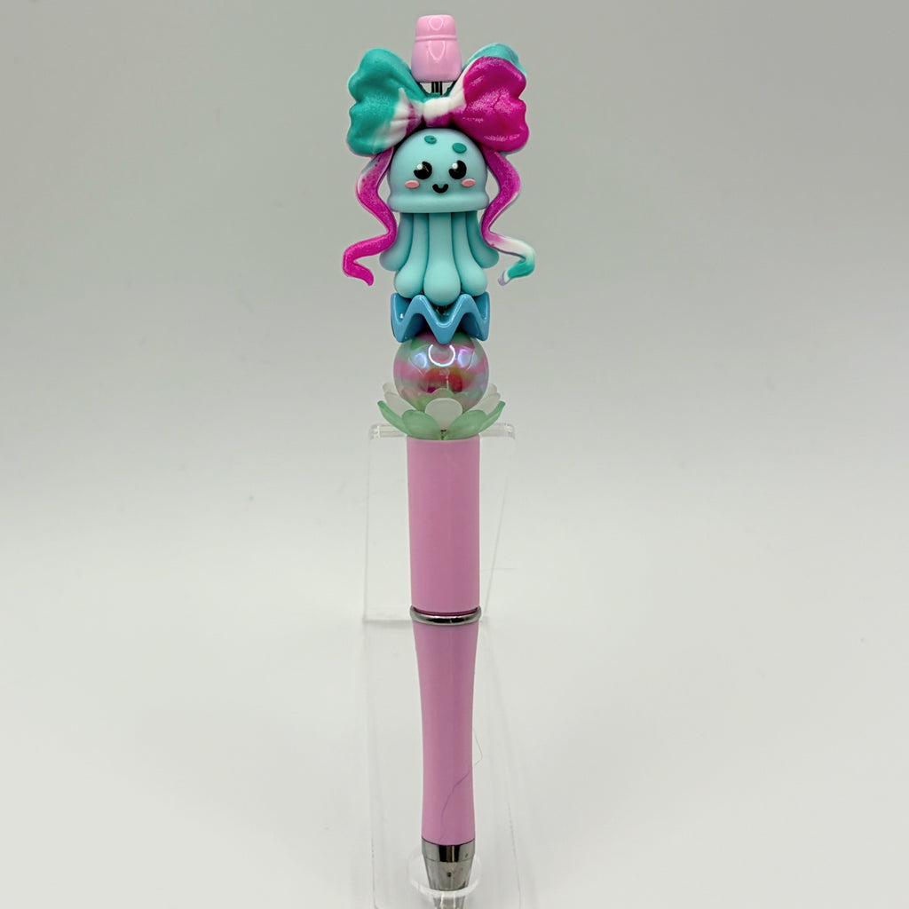 Beach Animal Beaded Pens – Ocean & Summer Theme Pens | Flamingo, Turtle, Jellyfish & More | Choose Your Style A–I