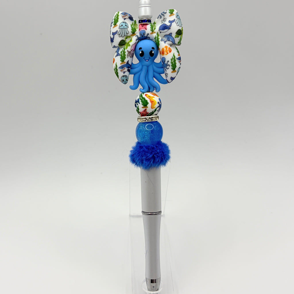Beach Animal Beaded Pens – Ocean & Summer Theme Pens | Flamingo, Turtle, Jellyfish & More | Choose Your Style A–I