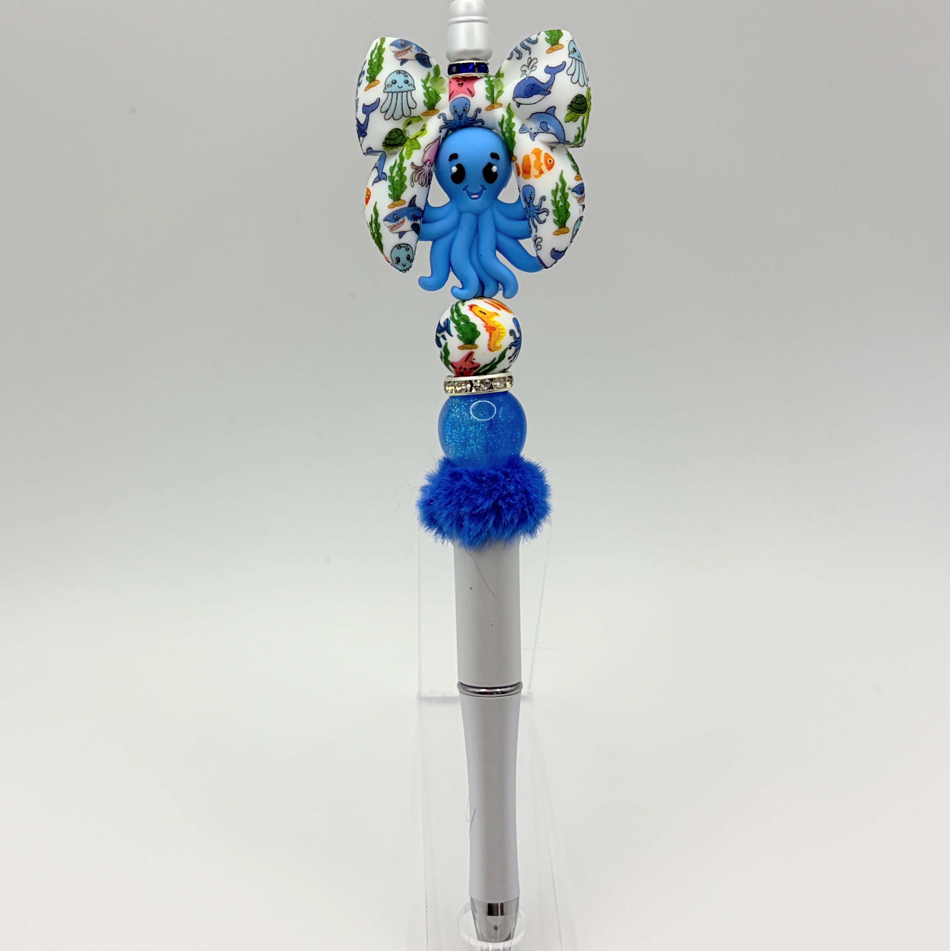 Beach Animal Beaded Pens – Ocean & Summer Theme Pens | Flamingo, Turtle, Jellyfish & More | Choose Your Style A–I