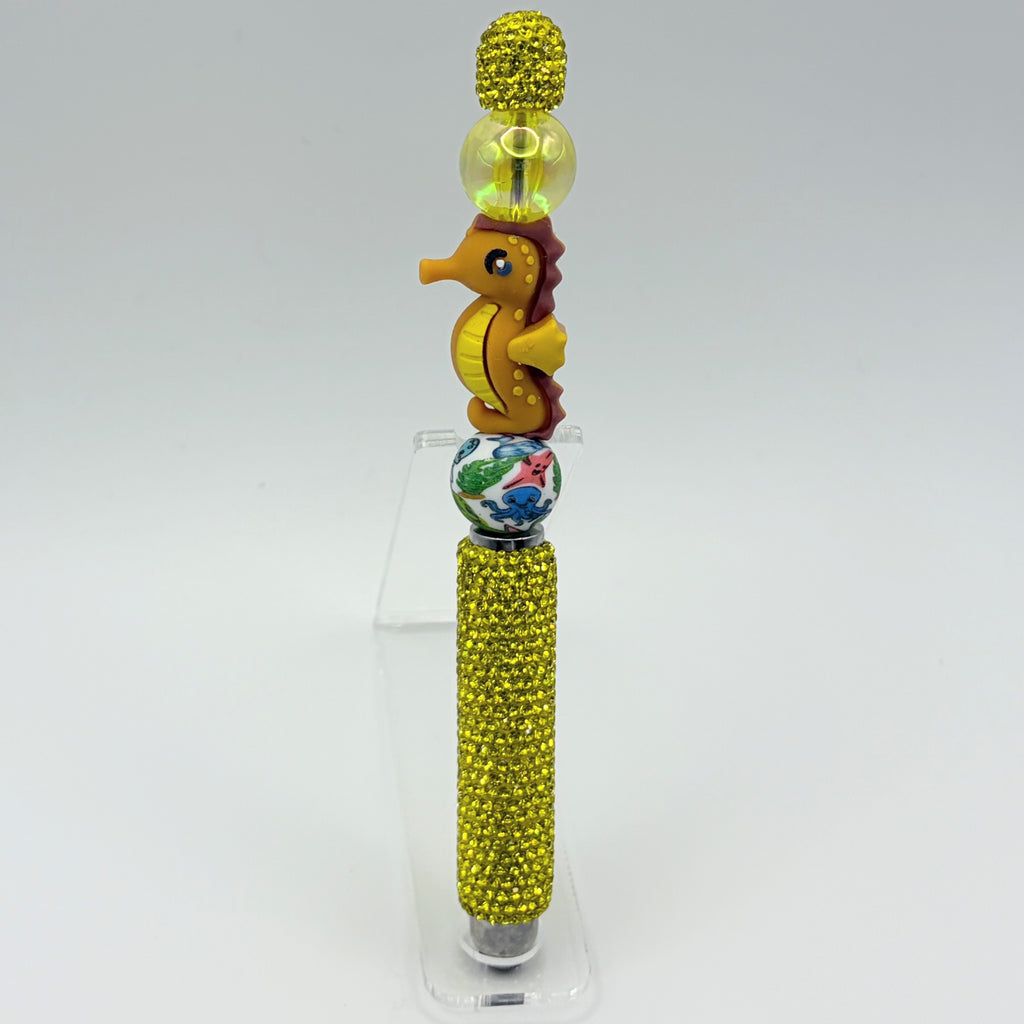 Seahorse Touchscreen Beaded Pen – Rhinestone Stylus Pen | Coastal Bling Ocean Pen