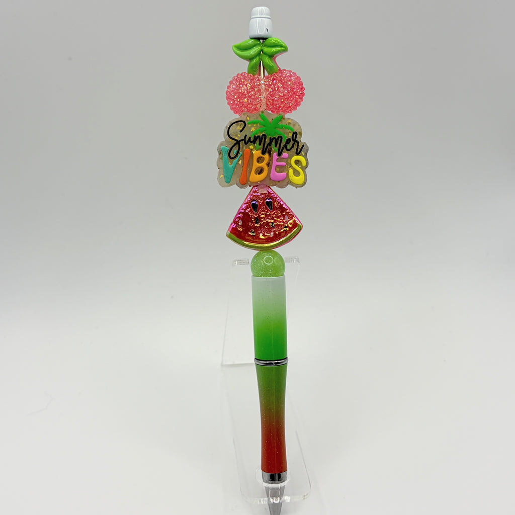 Summer Vibes Beaded Pens – Bright Fun Summer Theme Pens | Pineapple, Watermelon, Beach & Cruise | Choose Your Style A–F