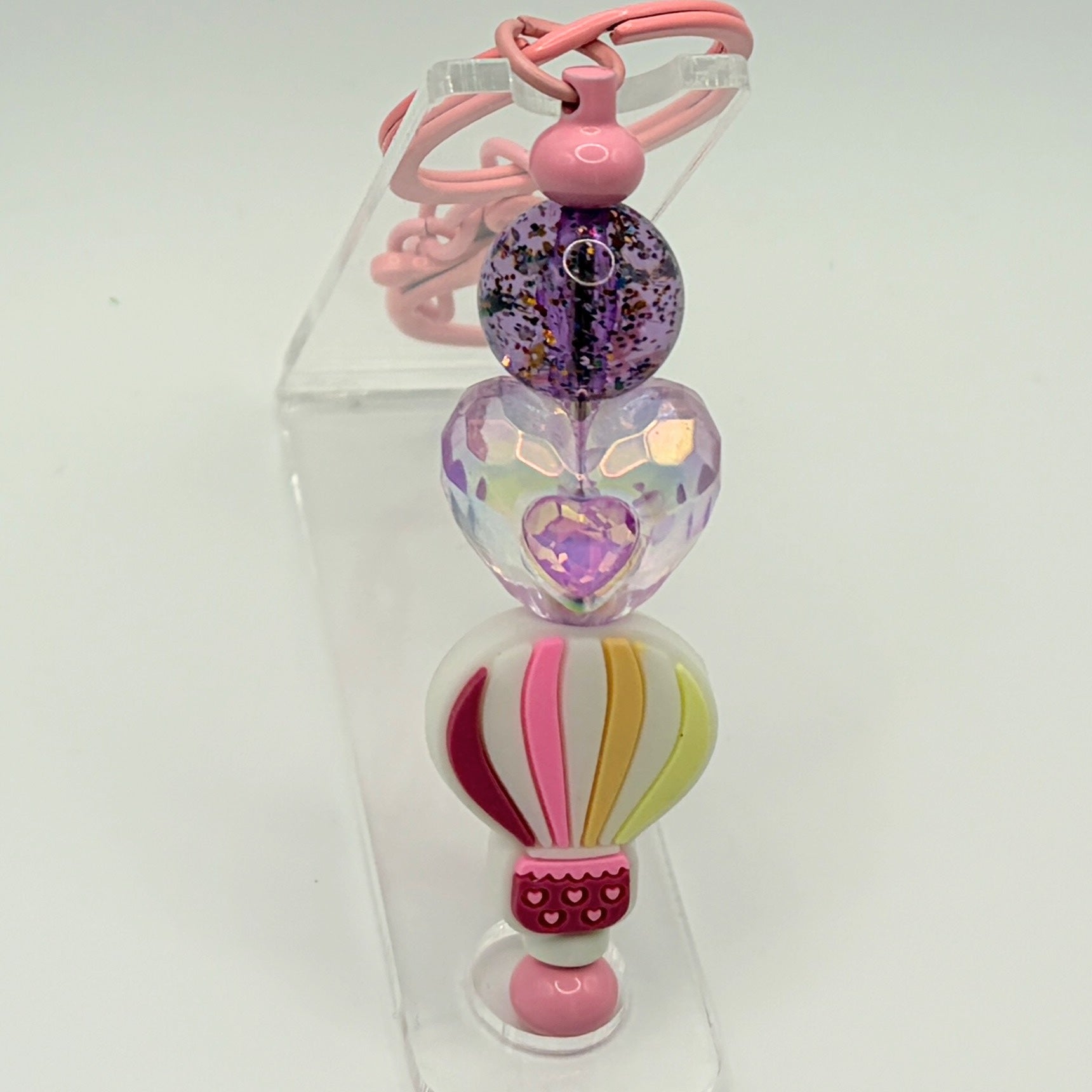 Hot Air Balloon Beaded Keychains – Handmade Cute Key Rings – Colorful Bag Charm – Choose Your Style A B C D