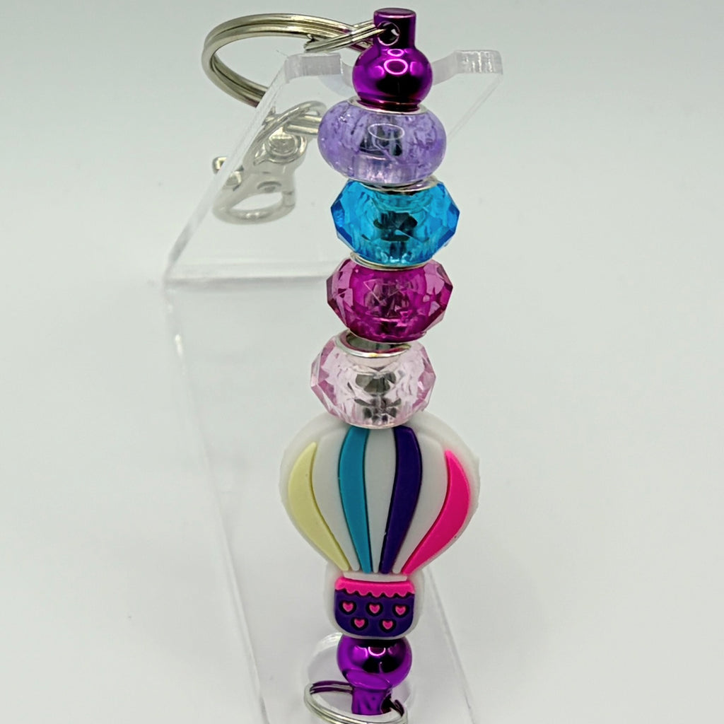 Hot Air Balloon Beaded Keychains – Handmade Cute Key Rings – Colorful Bag Charm – Choose Your Style A B C D