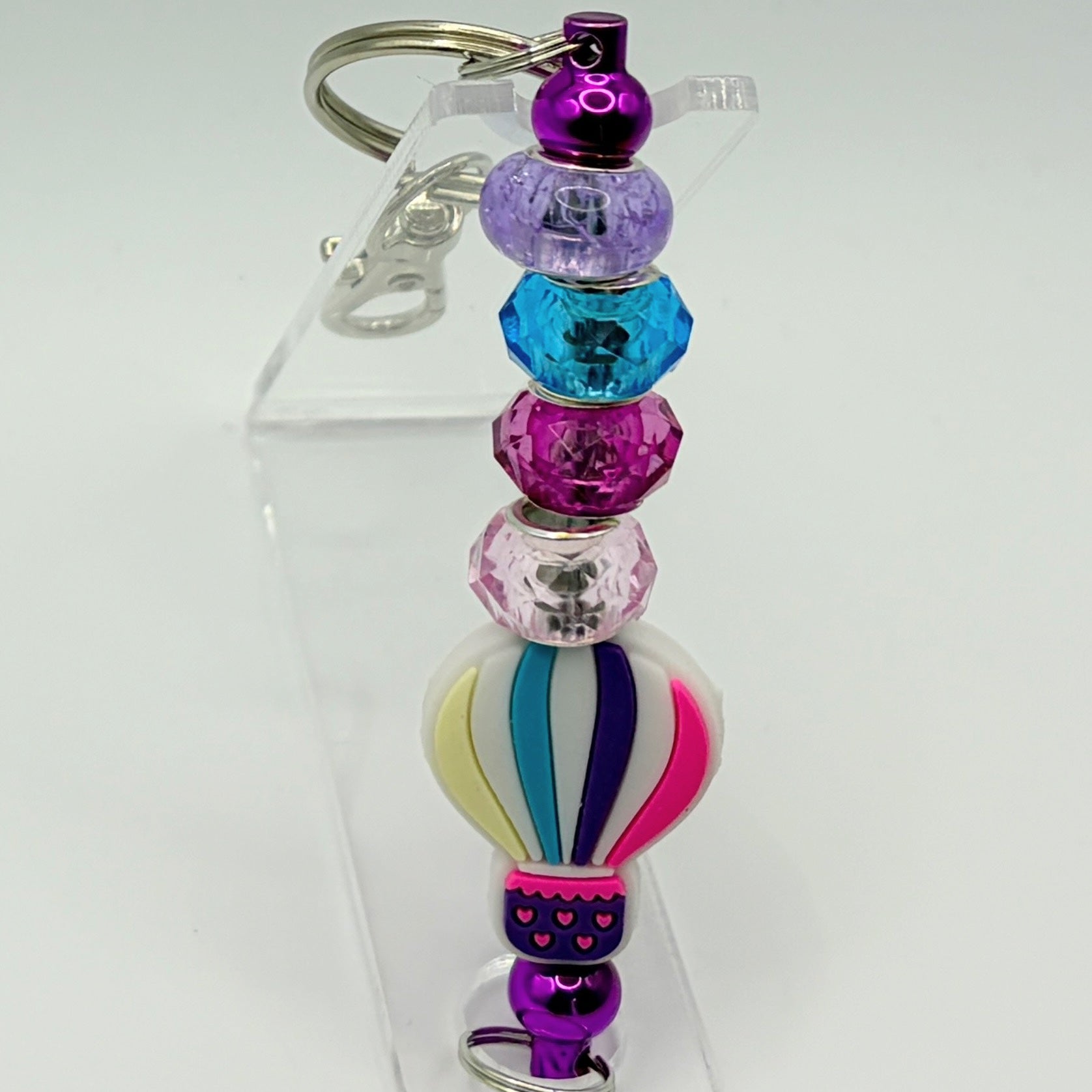 Hot Air Balloon Beaded Keychains – Handmade Cute Key Rings – Colorful Bag Charm – Choose Your Style A B C D